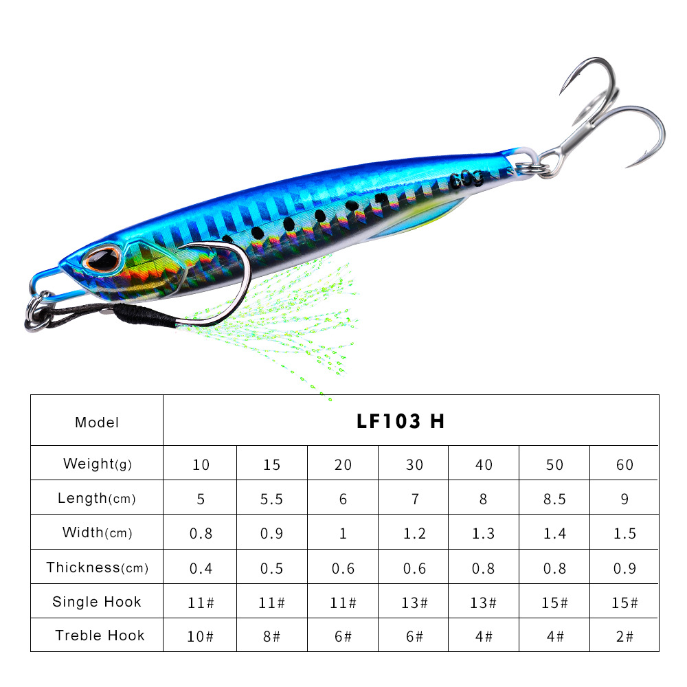 #60 Slow Pitch Jigs 10g 15g 20g 30g 40g 60g