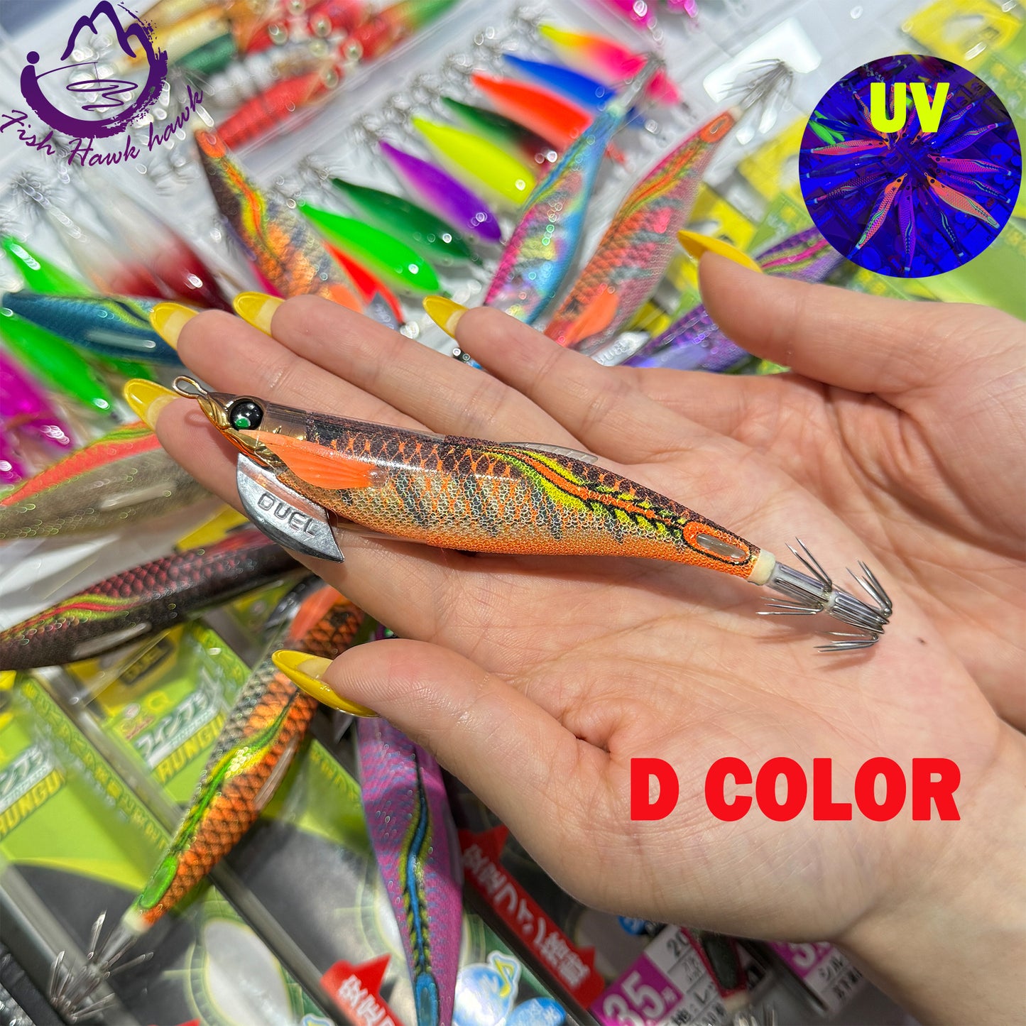 New #2.5 #3.0 #3.5 Rapid Sinking Artificial Luminous Squid Jigging Bait Wood Shrimp Hooks for Saltwater Tackle Fishing Lure