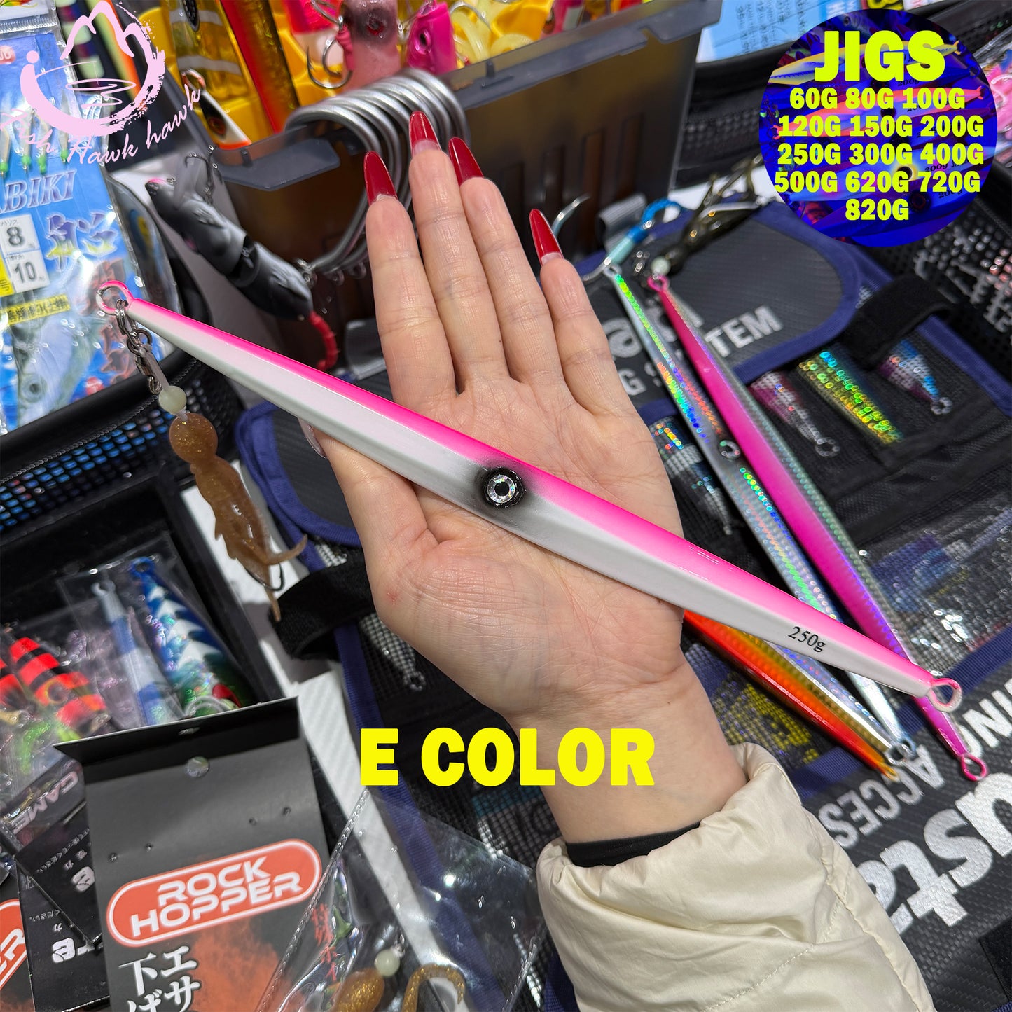 #18 Glow Slow Pitch Metal Jigging Jigs Lure 60g 80g 100g 120g 150g 180g 200g 250g 300g 400g 500g 620g 720g 820g