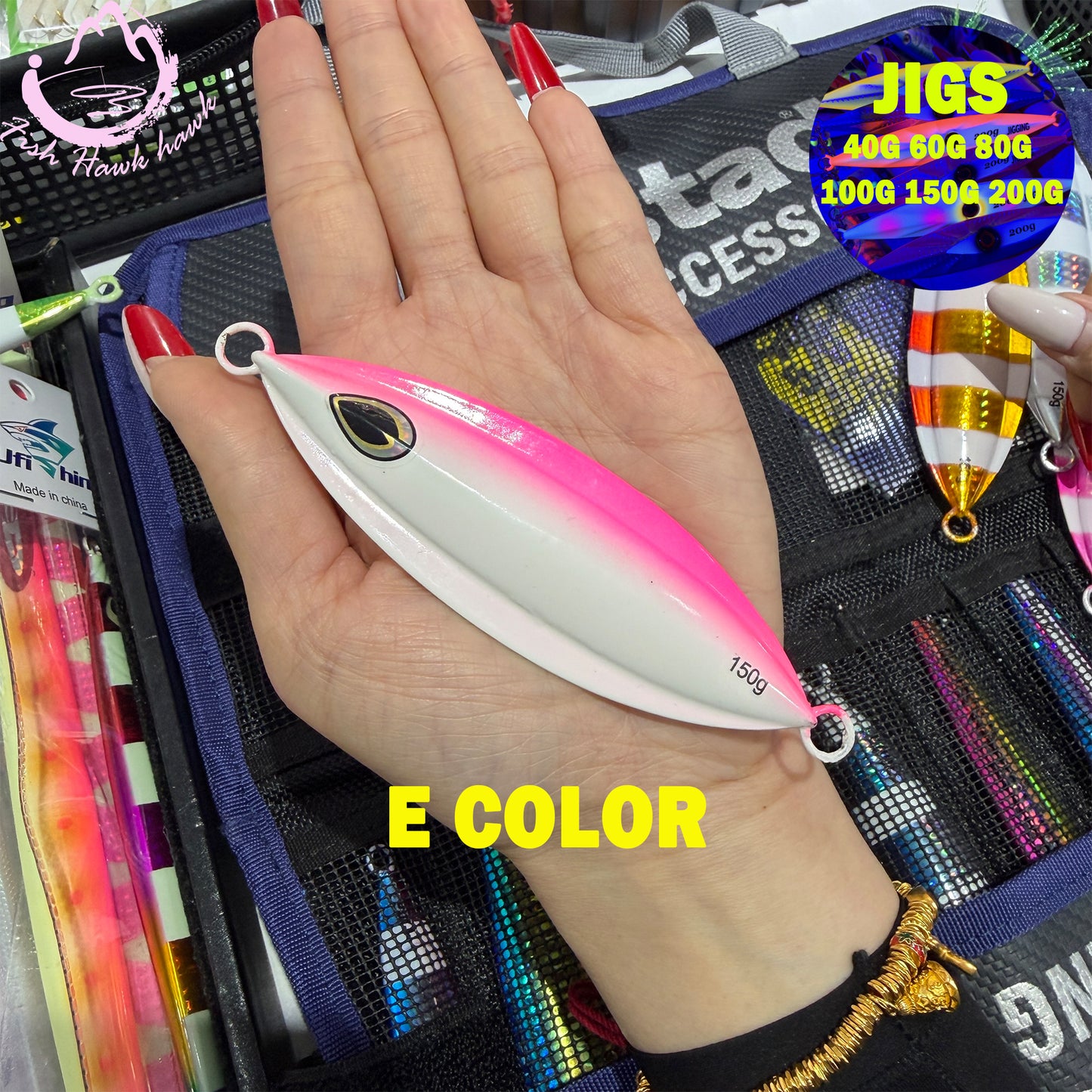 #15 Glow Slow Pitch Metal Jigging Jigs Lure 40g 60g 80g 100g 150g 200g
