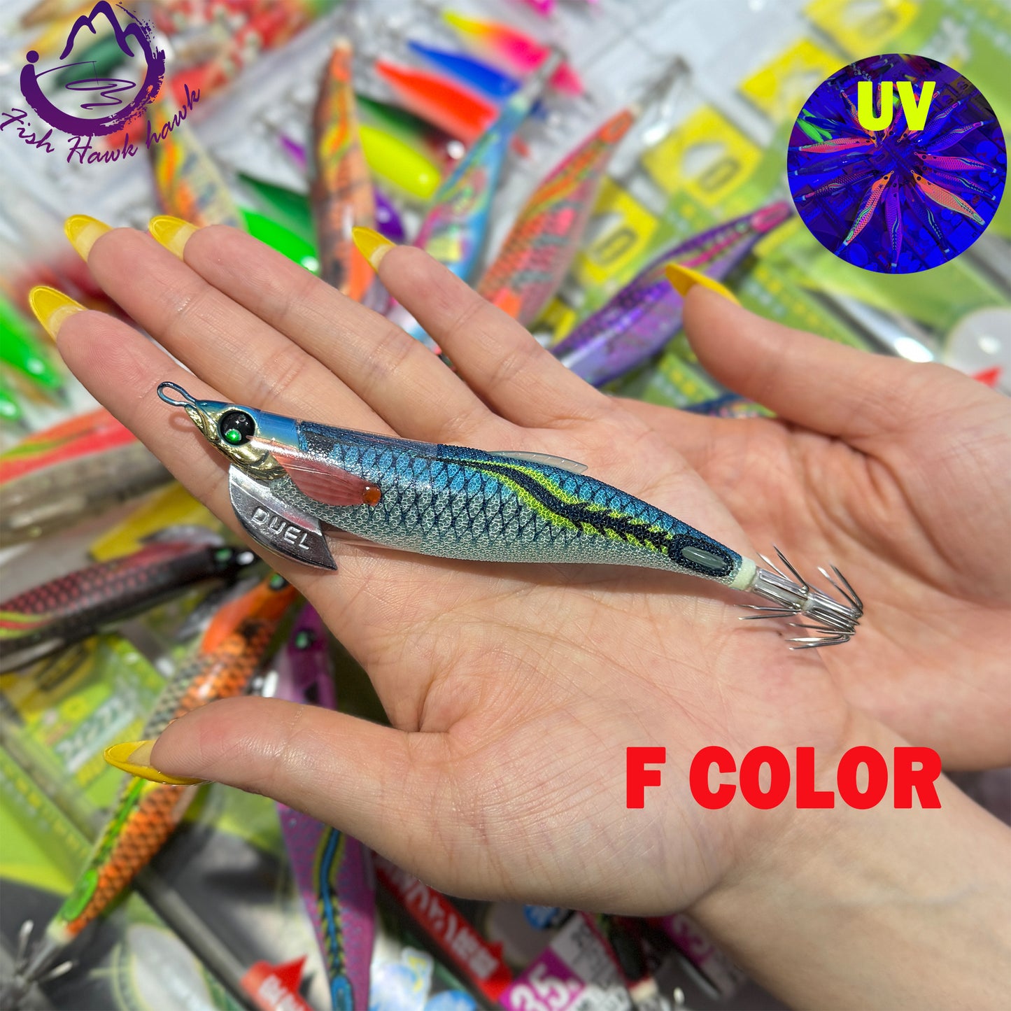 New #2.5 #3.0 #3.5 Rapid Sinking Artificial Luminous Squid Jigging Bait Wood Shrimp Hooks for Saltwater Tackle Fishing Lure
