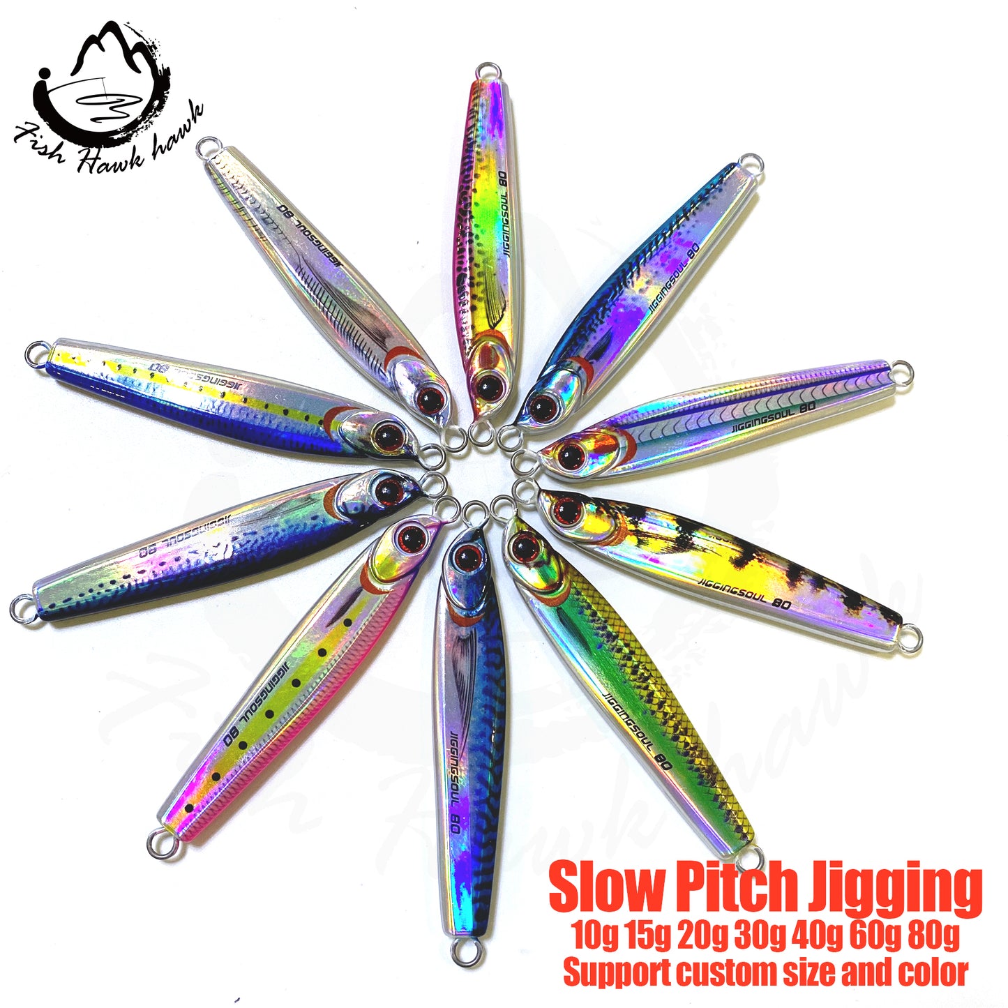 索#102 Slow/Speed Pitch Jigs Bait 10g 15g 20g 30g 40g 60g 80g