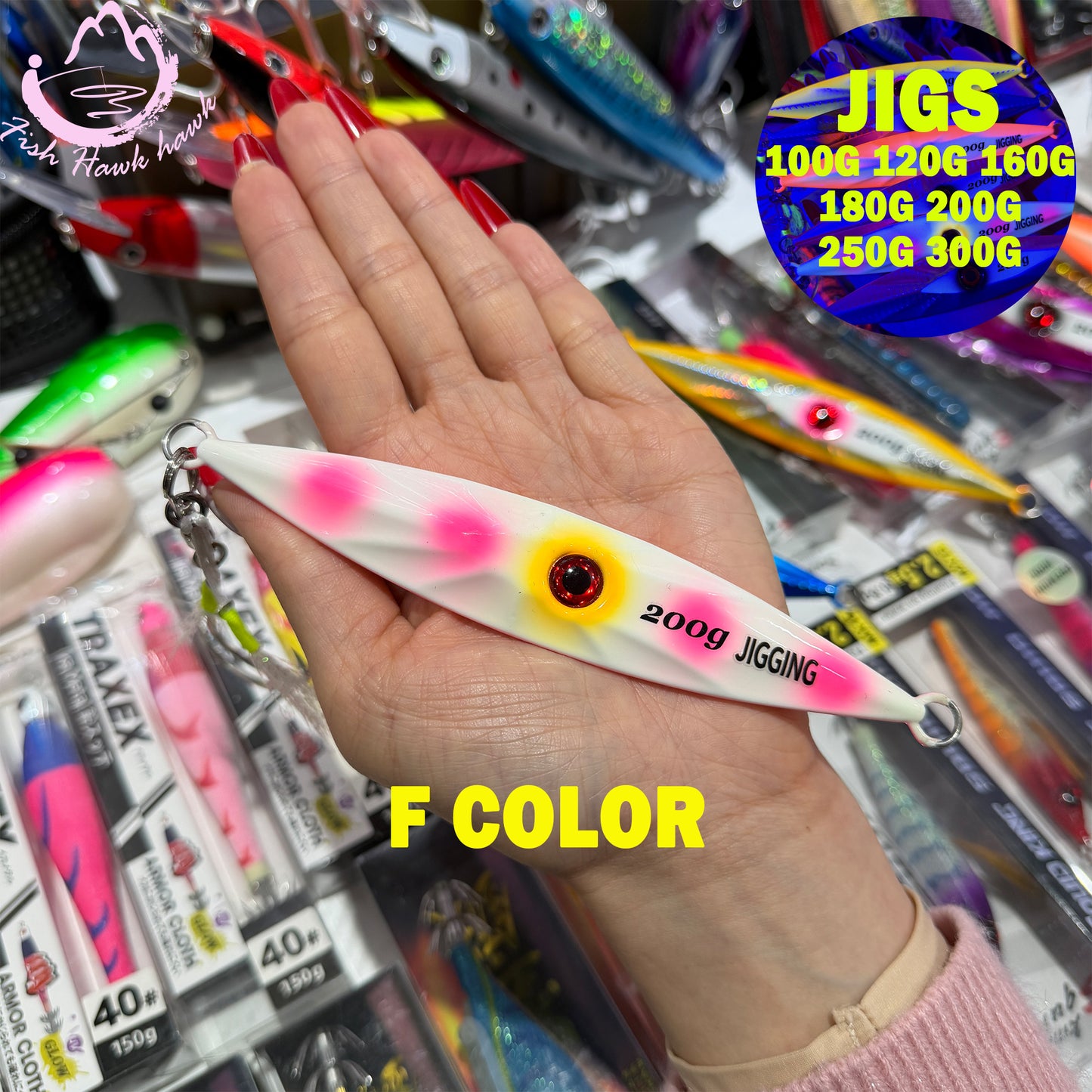 New 100g 300g Luminous Slow Pitch Jigging Lure for Saltwater High Strength Metal Jig for Deep Sea Tuna Snapper & Grouper jigs lure