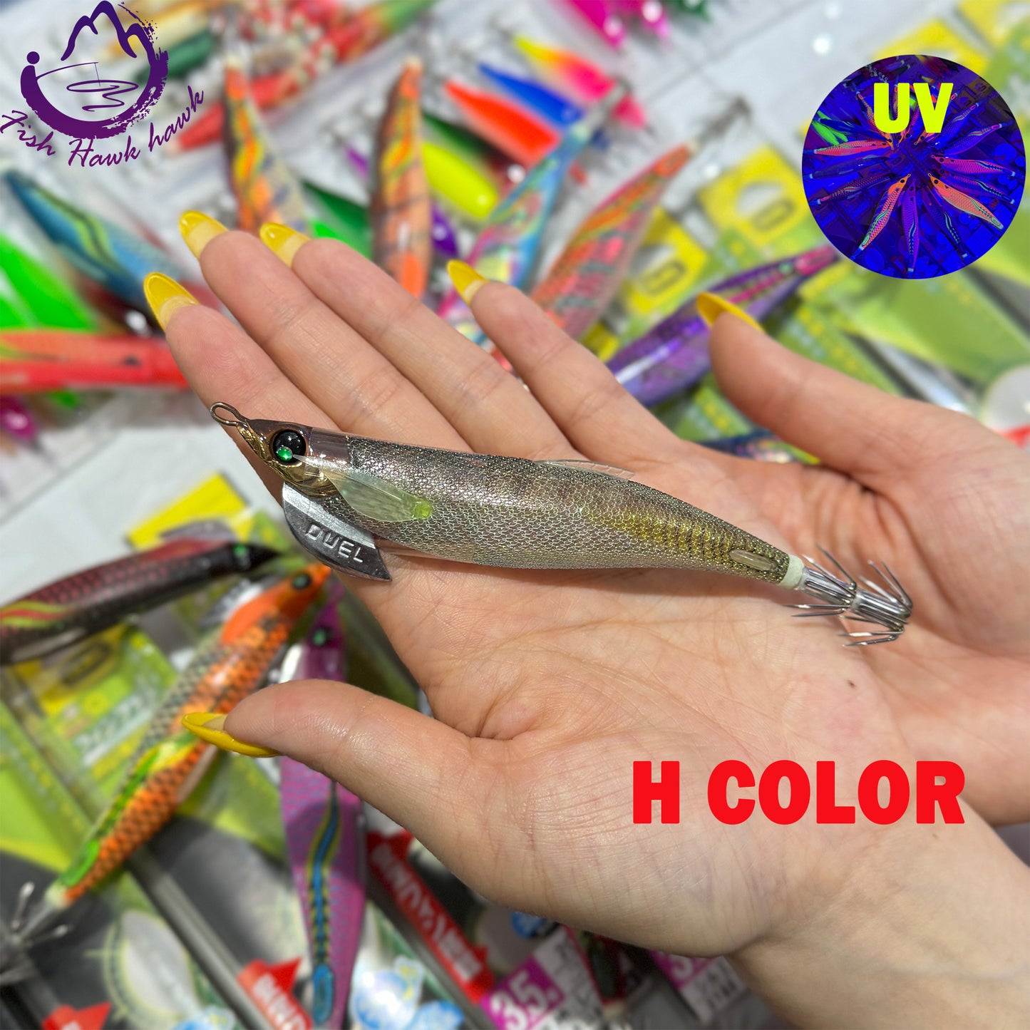 New #2.5 #3.0 #3.5 Rapid Sinking Artificial Luminous Squid Jigging Bait Wood Shrimp Hooks for Saltwater Tackle Fishing Lure