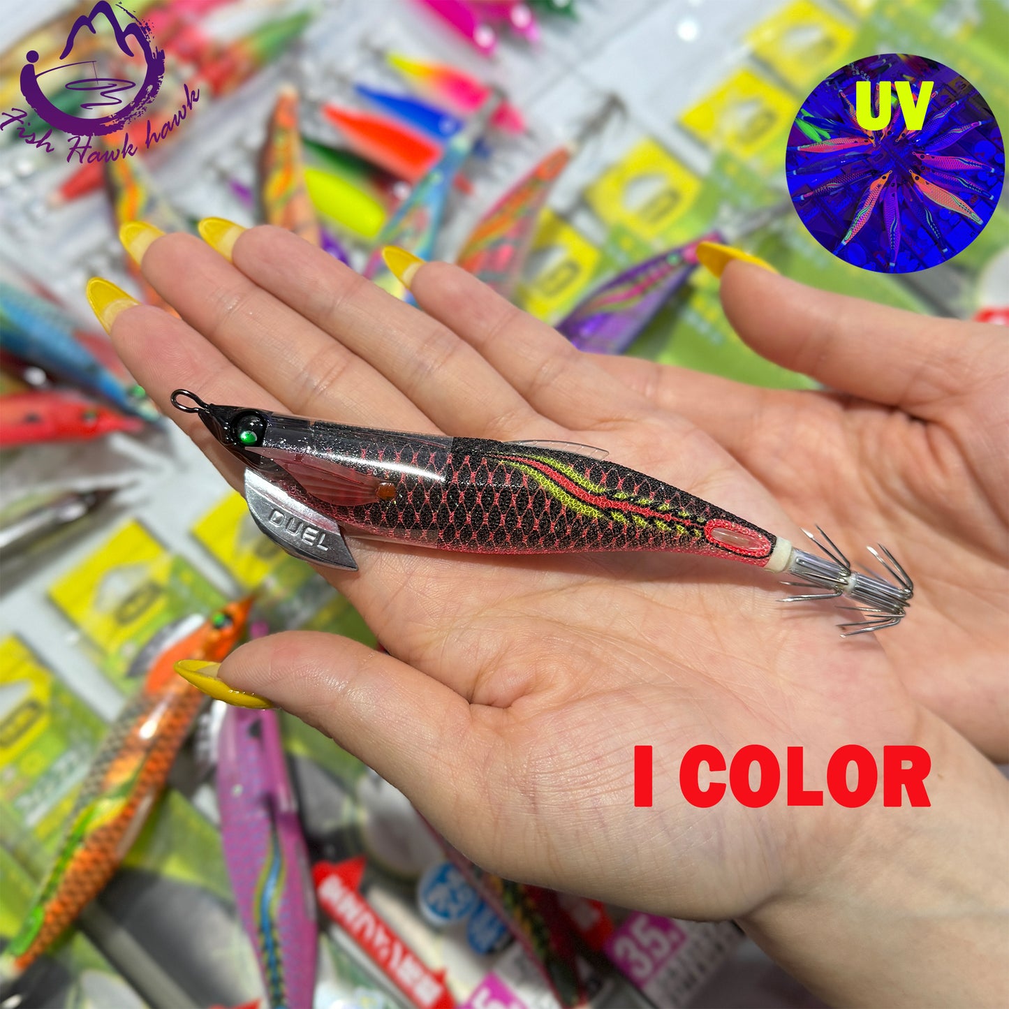 New #2.5 #3.0 #3.5 Rapid Sinking Artificial Luminous Squid Jigging Bait Wood Shrimp Hooks for Saltwater Tackle Fishing Lure