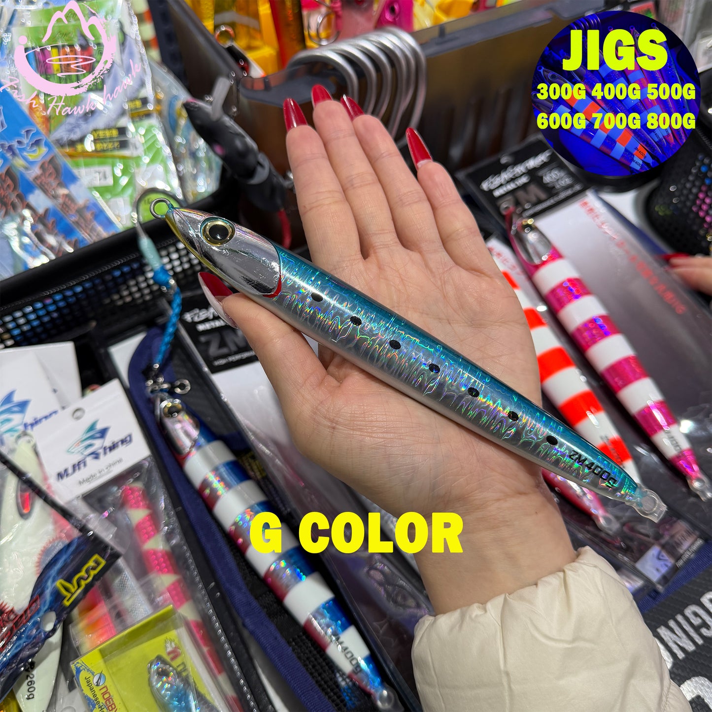 #9 Glow Slow Pitch Metal Jigging Jigs Lure 300g 400g 500g 600g 700g 800g