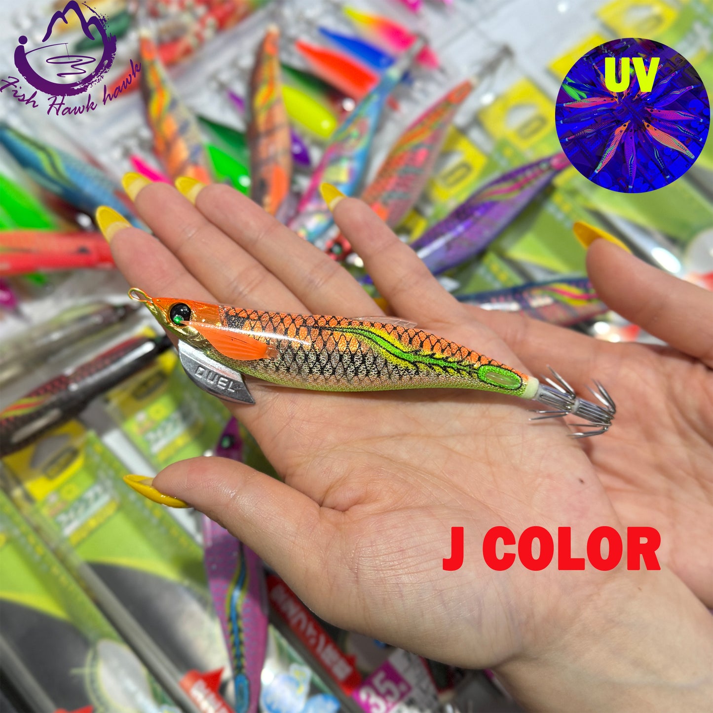 New #2.5 #3.0 #3.5 Rapid Sinking Artificial Luminous Squid Jigging Bait Wood Shrimp Hooks for Saltwater Tackle Fishing Lure