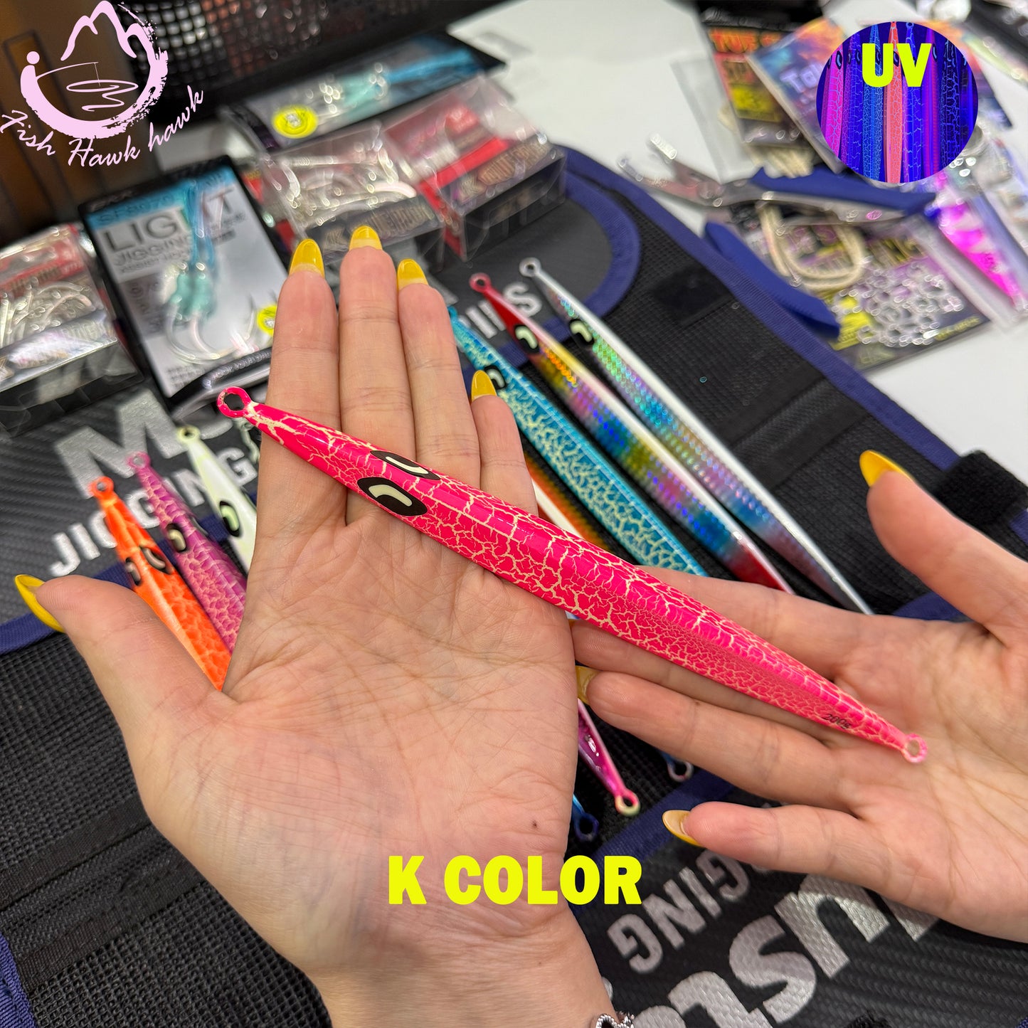 New Wholesale/Retail 100g 150g 200g 250g 300g 400g 500g Luminous Crack Colors Saltwater Slow Pitch Jigging Lure
