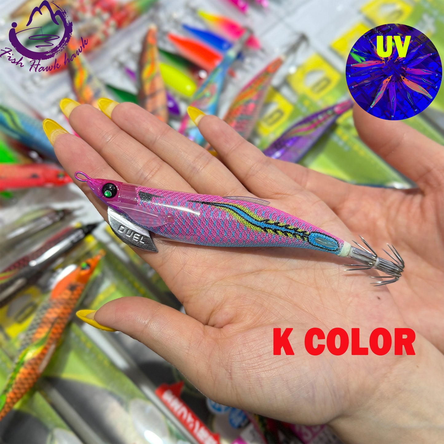 New #2.5 #3.0 #3.5 Rapid Sinking Artificial Luminous Squid Jigging Bait Wood Shrimp Hooks for Saltwater Tackle Fishing Lure
