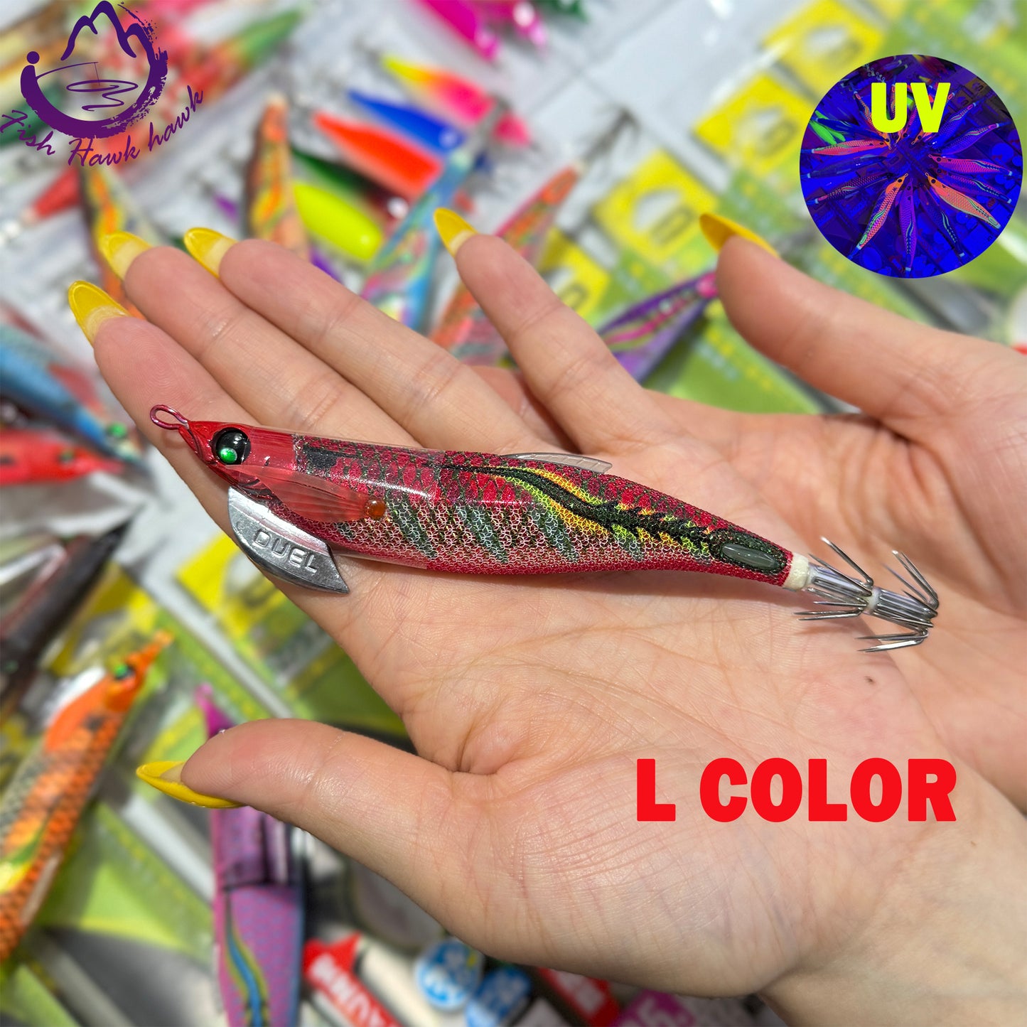 New #2.5 #3.0 #3.5 Rapid Sinking Artificial Luminous Squid Jigging Bait Wood Shrimp Hooks for Saltwater Tackle Fishing Lure