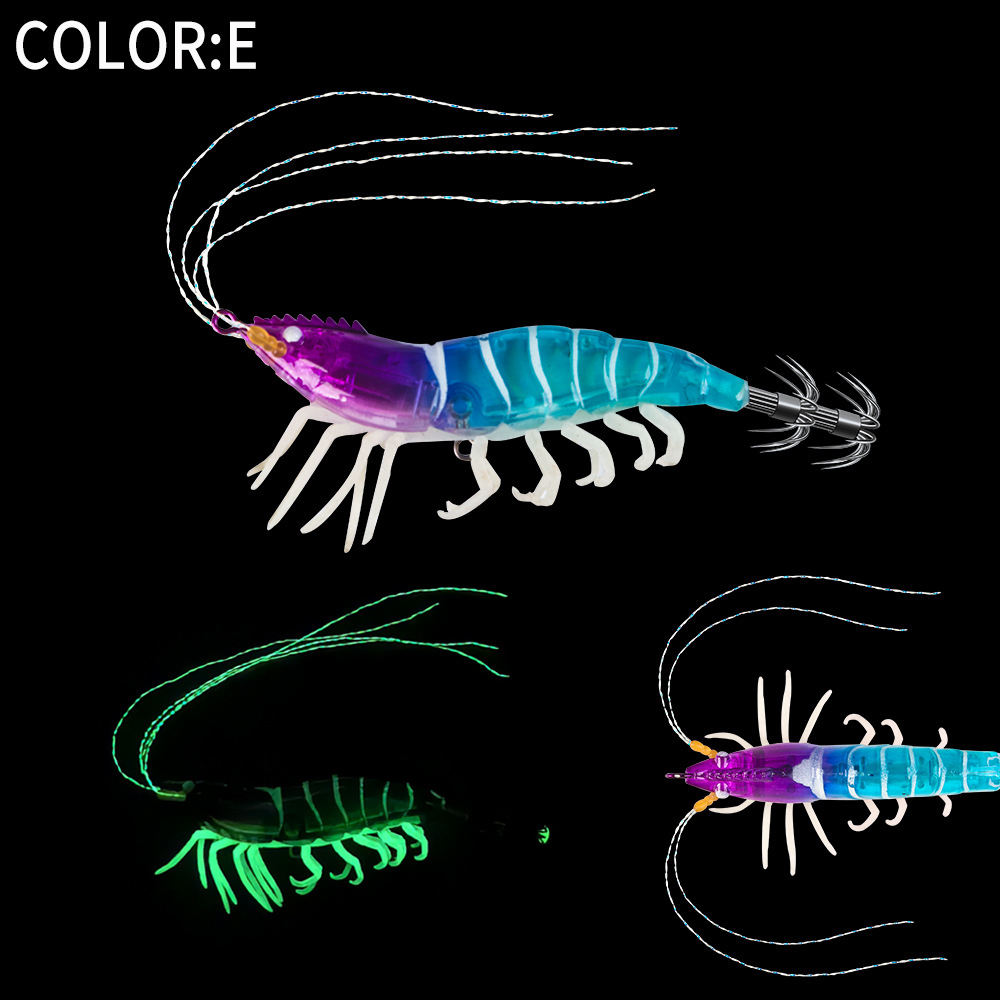 New Squid Hook #2.5/7g #3.0/12g Rapid inkiSng Artificial Luminous Squid Jigging Bait Wood Shrimp Hooks for Saltwater Tackle Fishing Lure