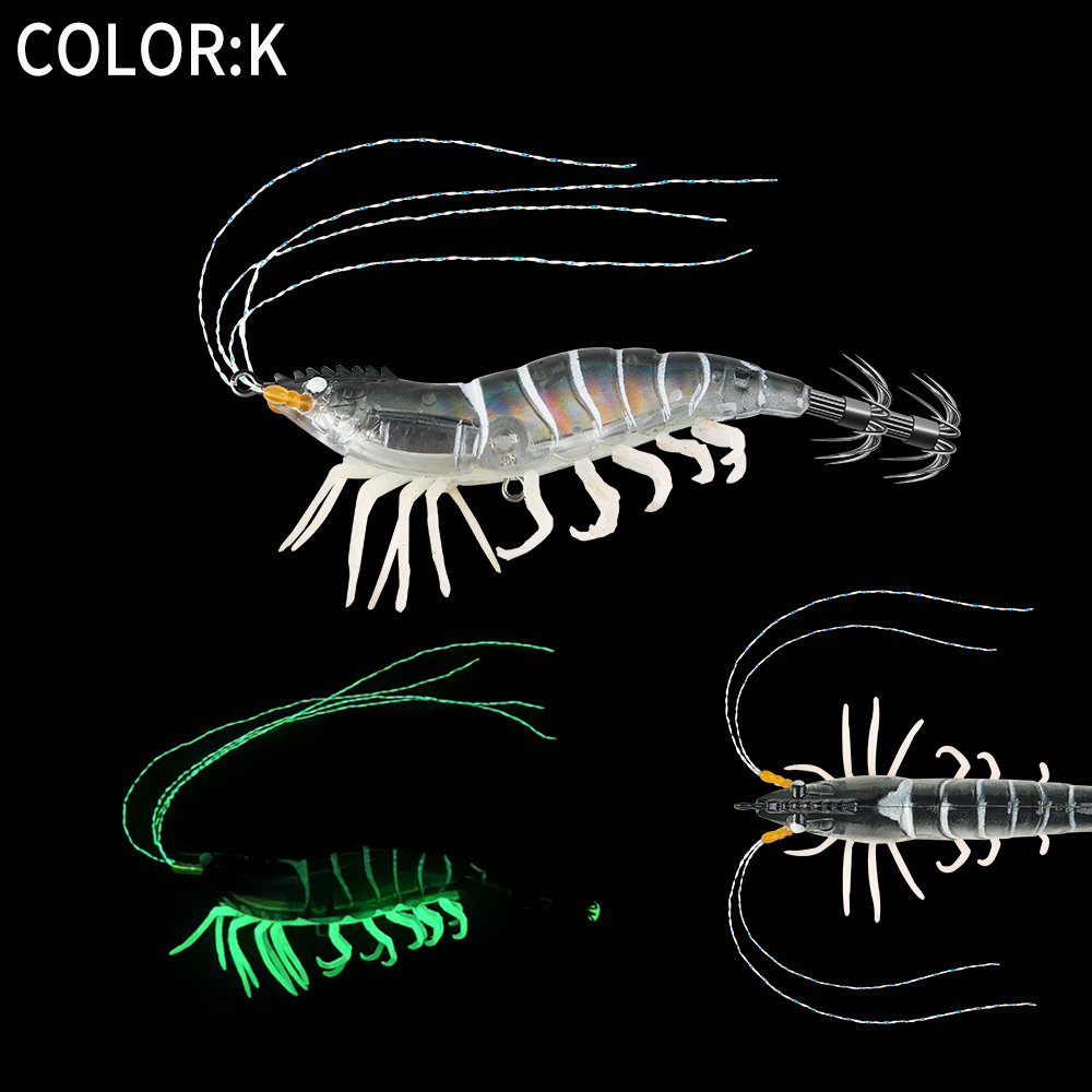 New Squid Hook #2.5/7g #3.0/12g Rapid inkiSng Artificial Luminous Squid Jigging Bait Wood Shrimp Hooks for Saltwater Tackle Fishing Lure