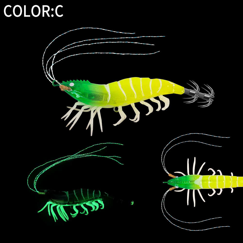 New Squid Hook #2.5/7g #3.0/12g Rapid inkiSng Artificial Luminous Squid Jigging Bait Wood Shrimp Hooks for Saltwater Tackle Fishing Lure