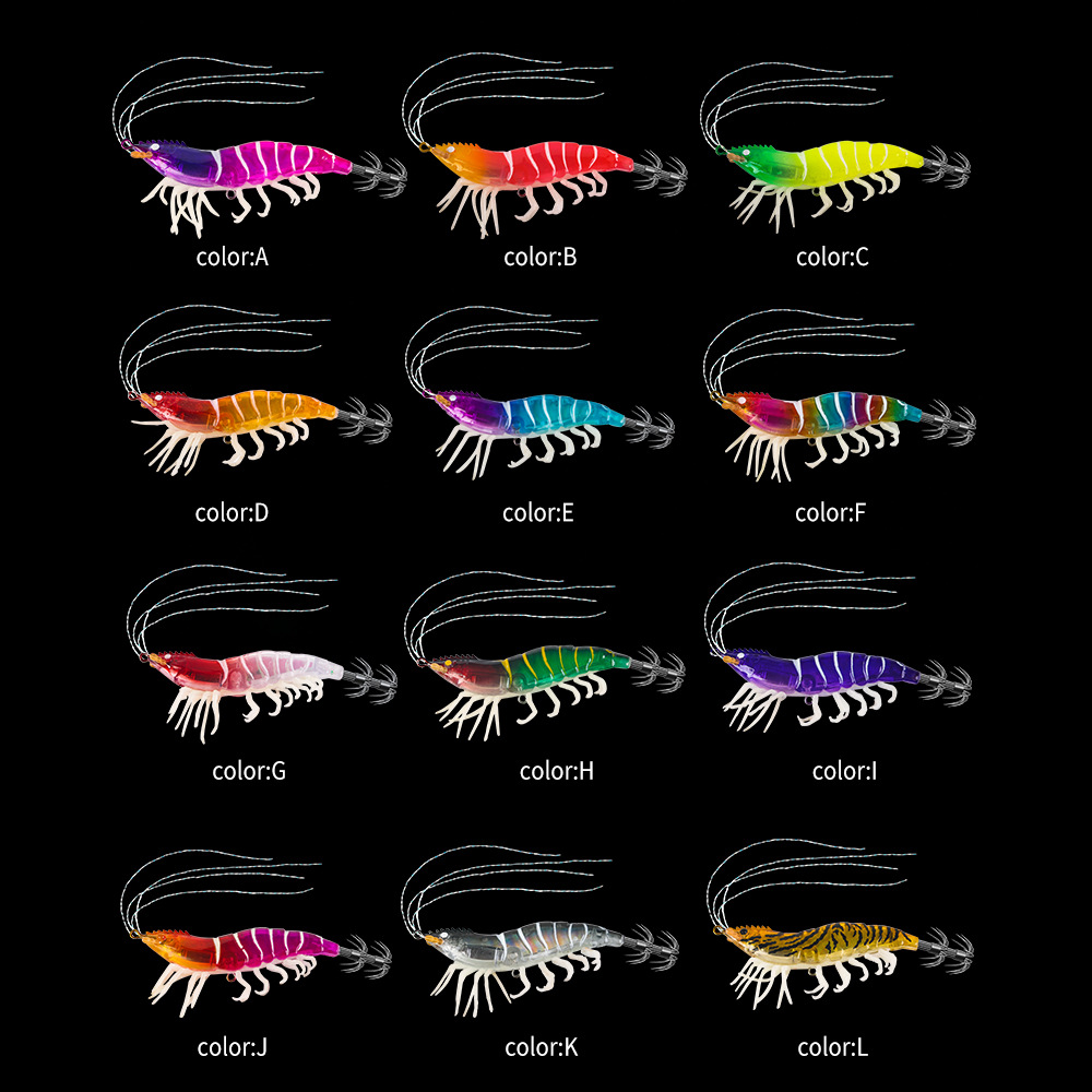 New Squid Hook #2.5/7g #3.0/12g Rapid inkiSng Artificial Luminous Squid Jigging Bait Wood Shrimp Hooks for Saltwater Tackle Fishing Lure