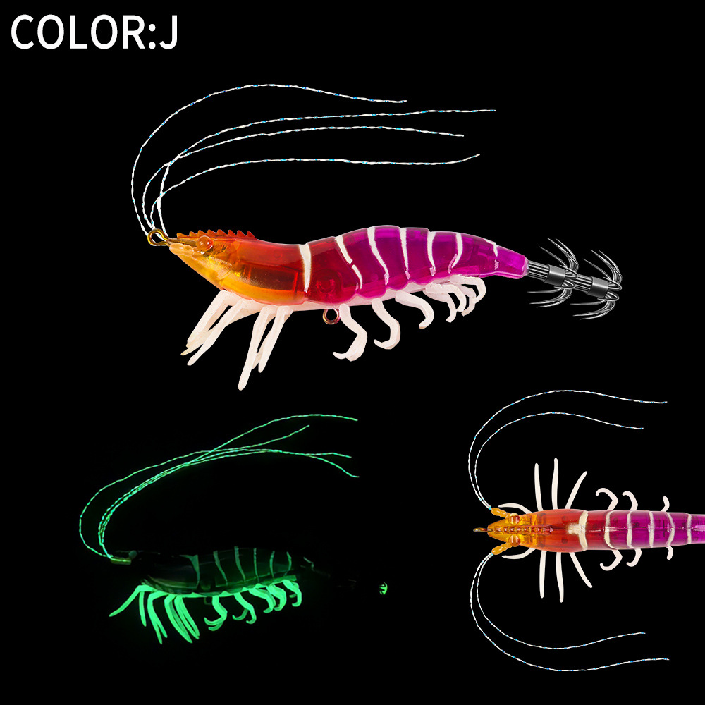 New Squid Hook #2.5/7g #3.0/12g Rapid inkiSng Artificial Luminous Squid Jigging Bait Wood Shrimp Hooks for Saltwater Tackle Fishing Lure
