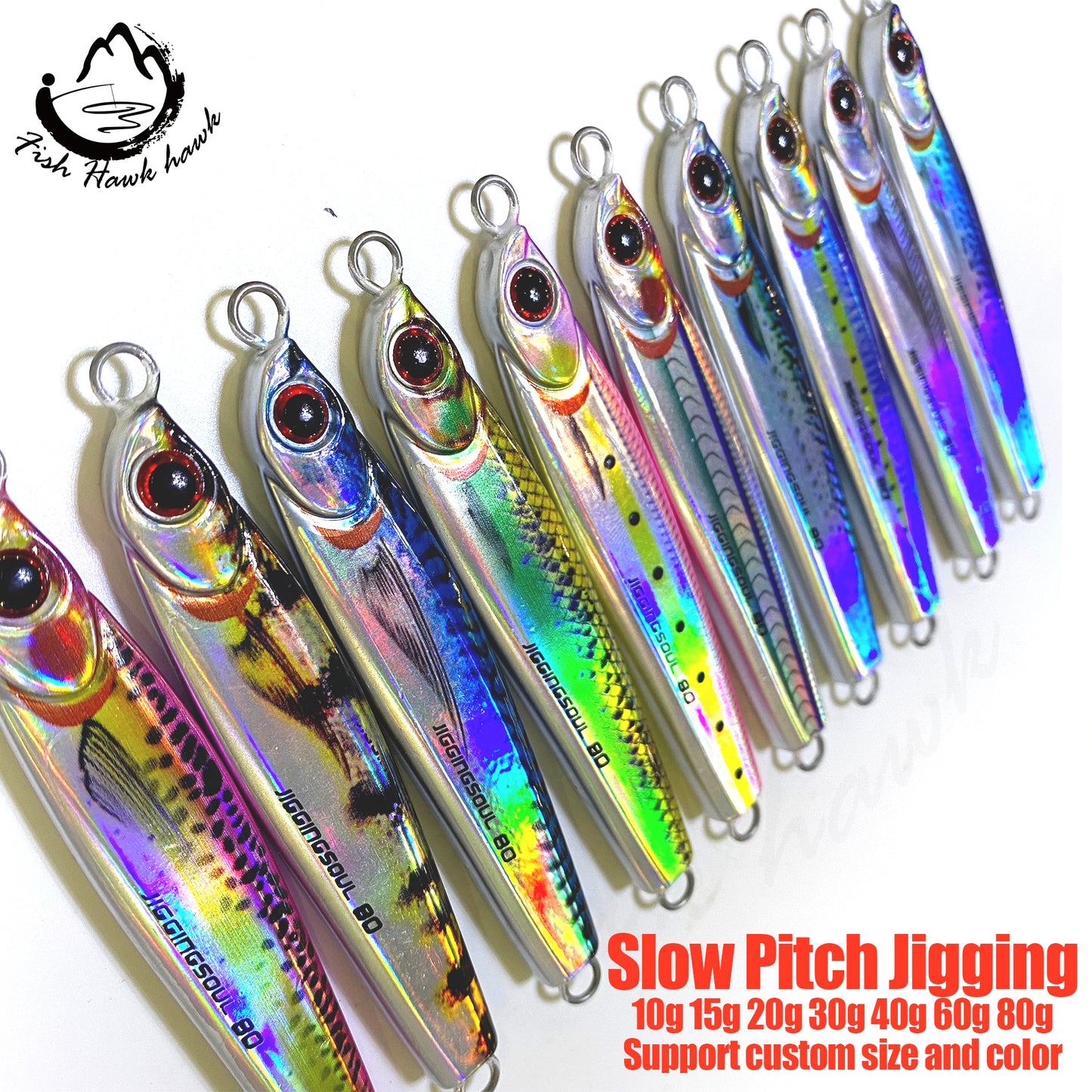 索#102 Slow/Speed Pitch Jigs Bait 10g 15g 20g 30g 40g 60g 80g