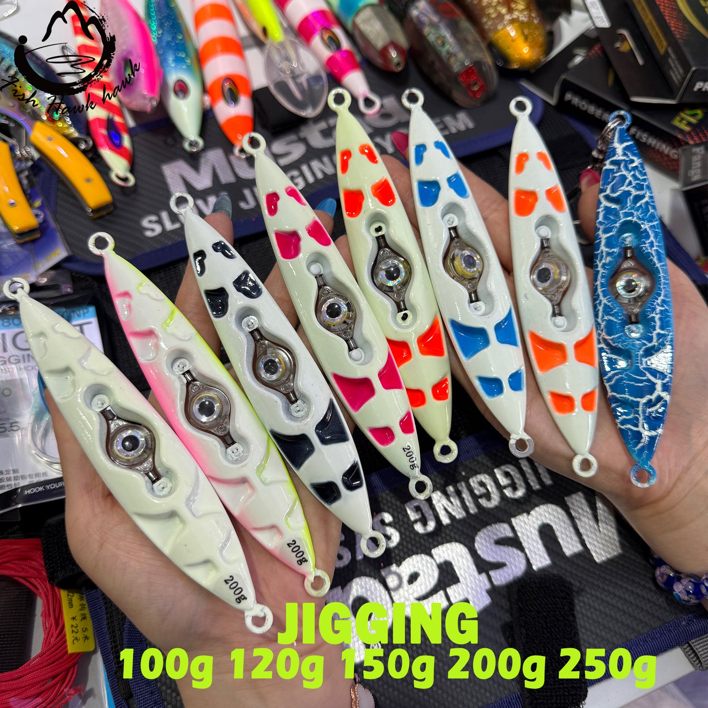New 3D LED Bait Light Jigpara Slow Pitch Jig High Performance Jigging Lure with Glow Paint 100g 120g 150g 200g 250g