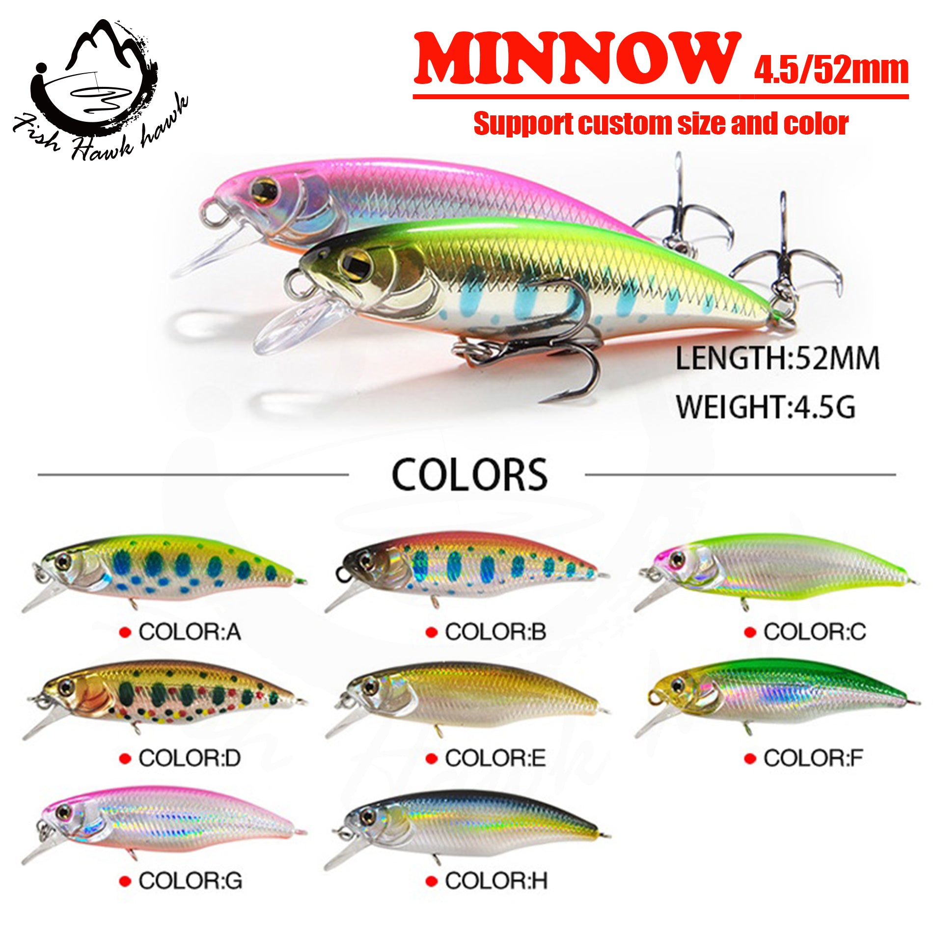 e minnow fishing lure Minnow Saltwater Lures 4.2g/4.5g – Jigs Fishing Tackle Store