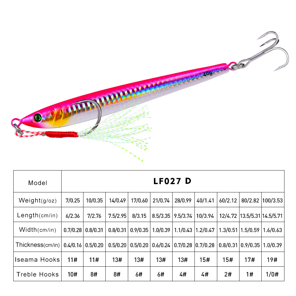 #66 Slow Pitch Jigs 7g 10g 14g 17g 21g 28g 40g 60g 80g 100g