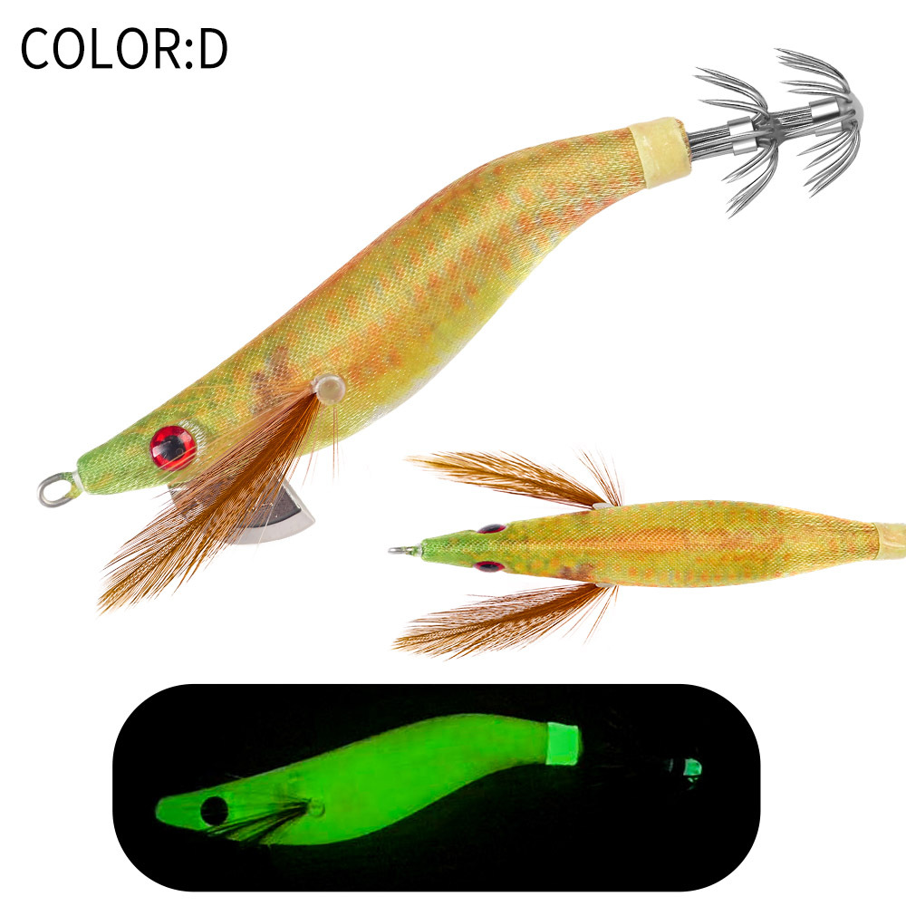 New Squid Hook #2.2/7g Rapid inkiSng Artificial Luminous Squid Jigging Bait Wood Shrimp Hooks for Saltwater Tackle Fishing Lure
