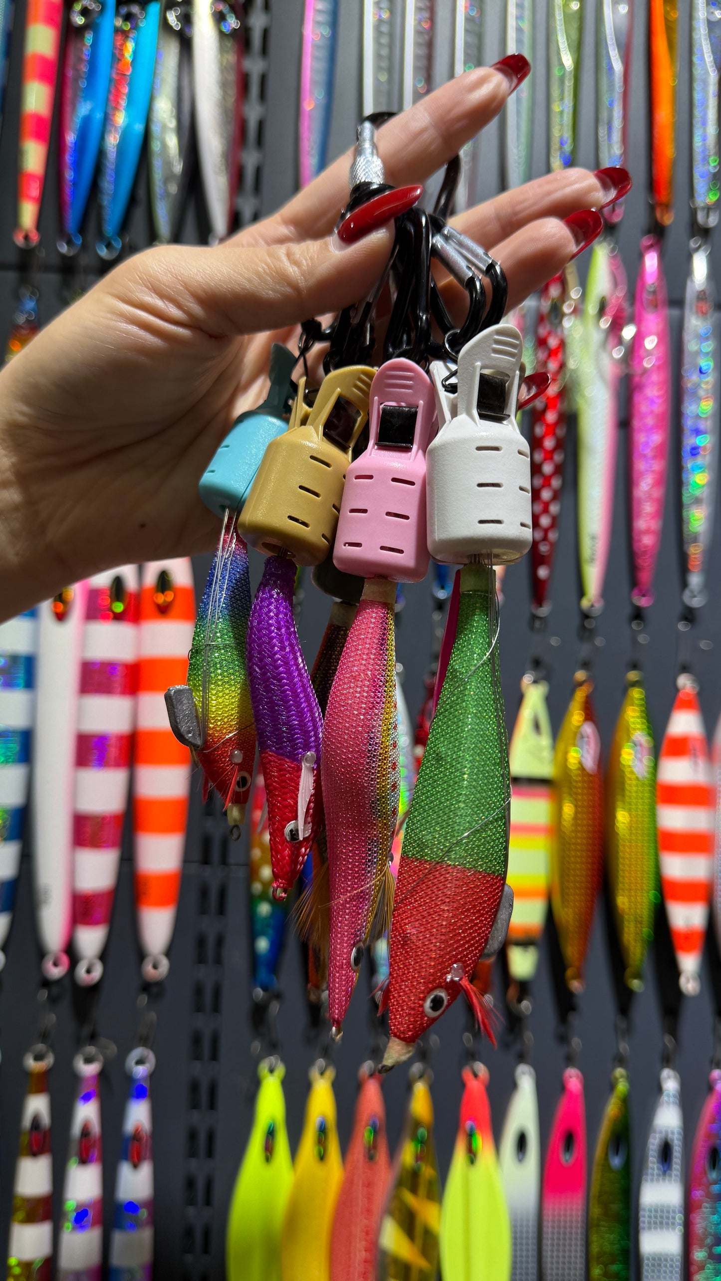 New squid jig umbrella hook plastic protective cover with carabiner for saltwater fishing, #2.5 #3.0 #3.5 #4.0 Fishing tackle
