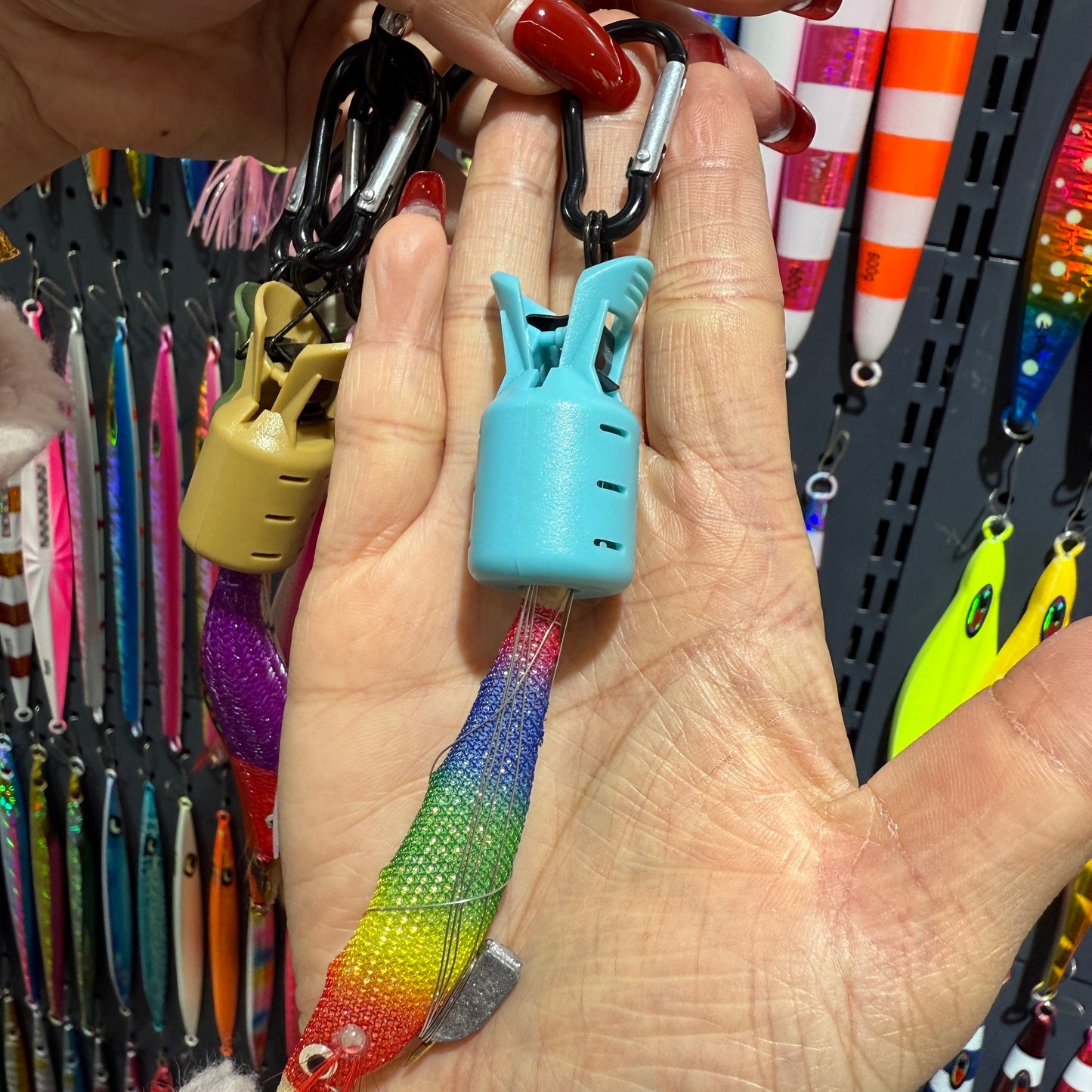 New squid jig umbrella hook plastic protective cover with carabiner for saltwater fishing, #2.5 #3.0 #3.5 #4.0 Fishing tackle