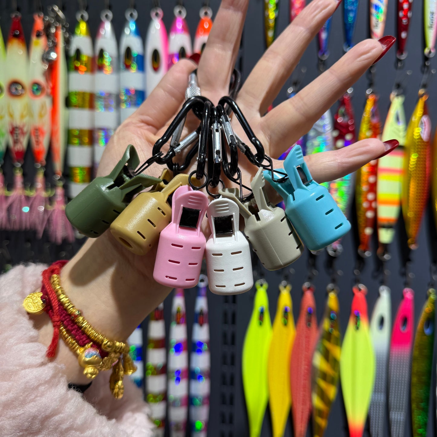 New squid jig umbrella hook plastic protective cover with carabiner for saltwater fishing, #2.5 #3.0 #3.5 #4.0 Fishing tackle