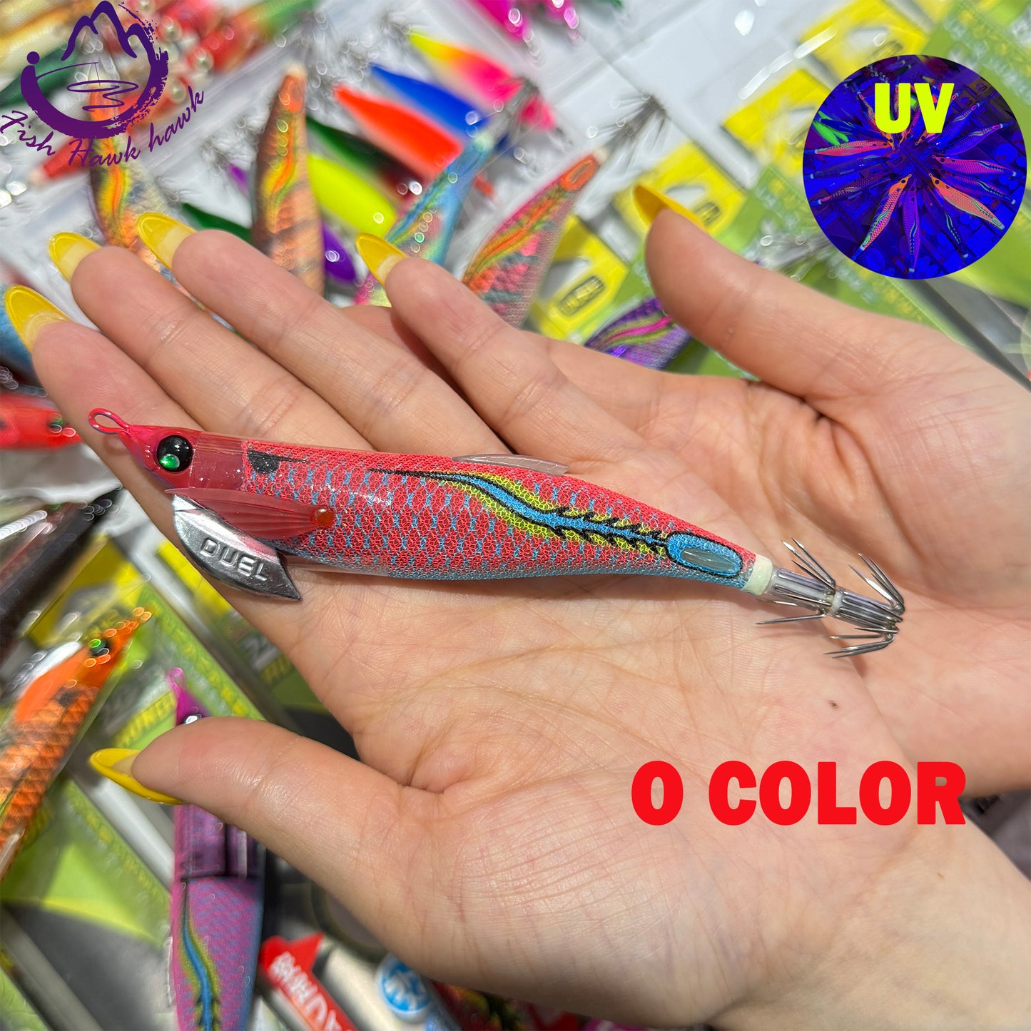 New #2.5 #3.0 #3.5 Rapid Sinking Artificial Luminous Squid Jigging Bait Wood Shrimp Hooks for Saltwater Tackle Fishing Lure