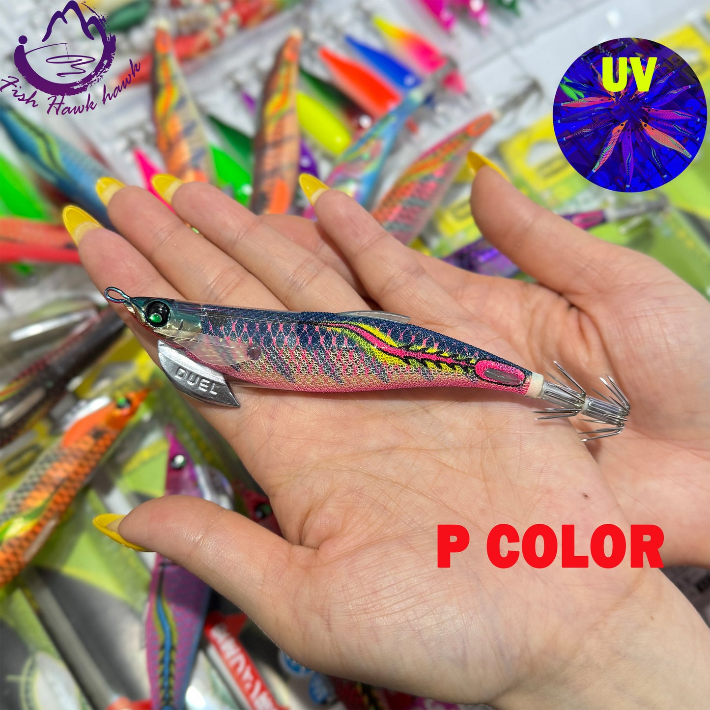 New #2.5 #3.0 #3.5 Rapid Sinking Artificial Luminous Squid Jigging Bait Wood Shrimp Hooks for Saltwater Tackle Fishing Lure