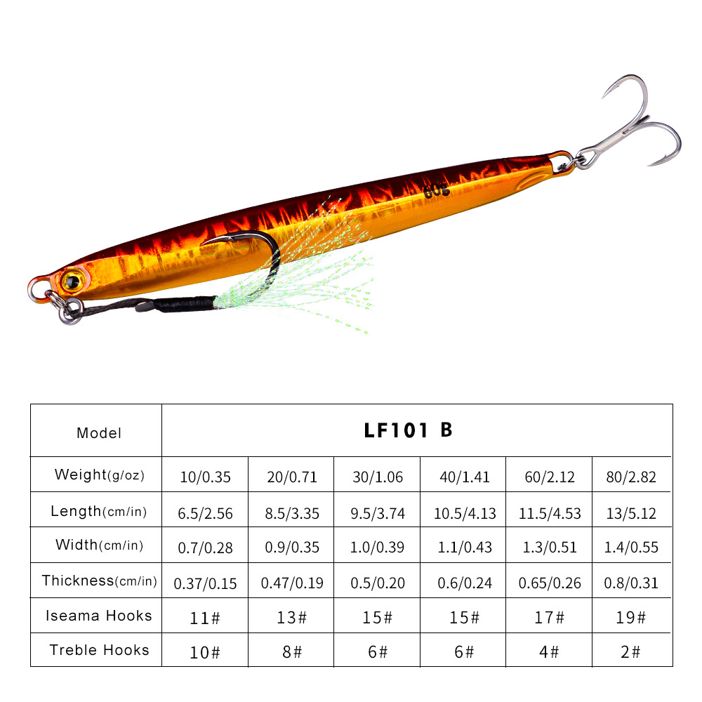 #67 Slow Pitch Jigs 10g 20g 30g 40g 60g 80g