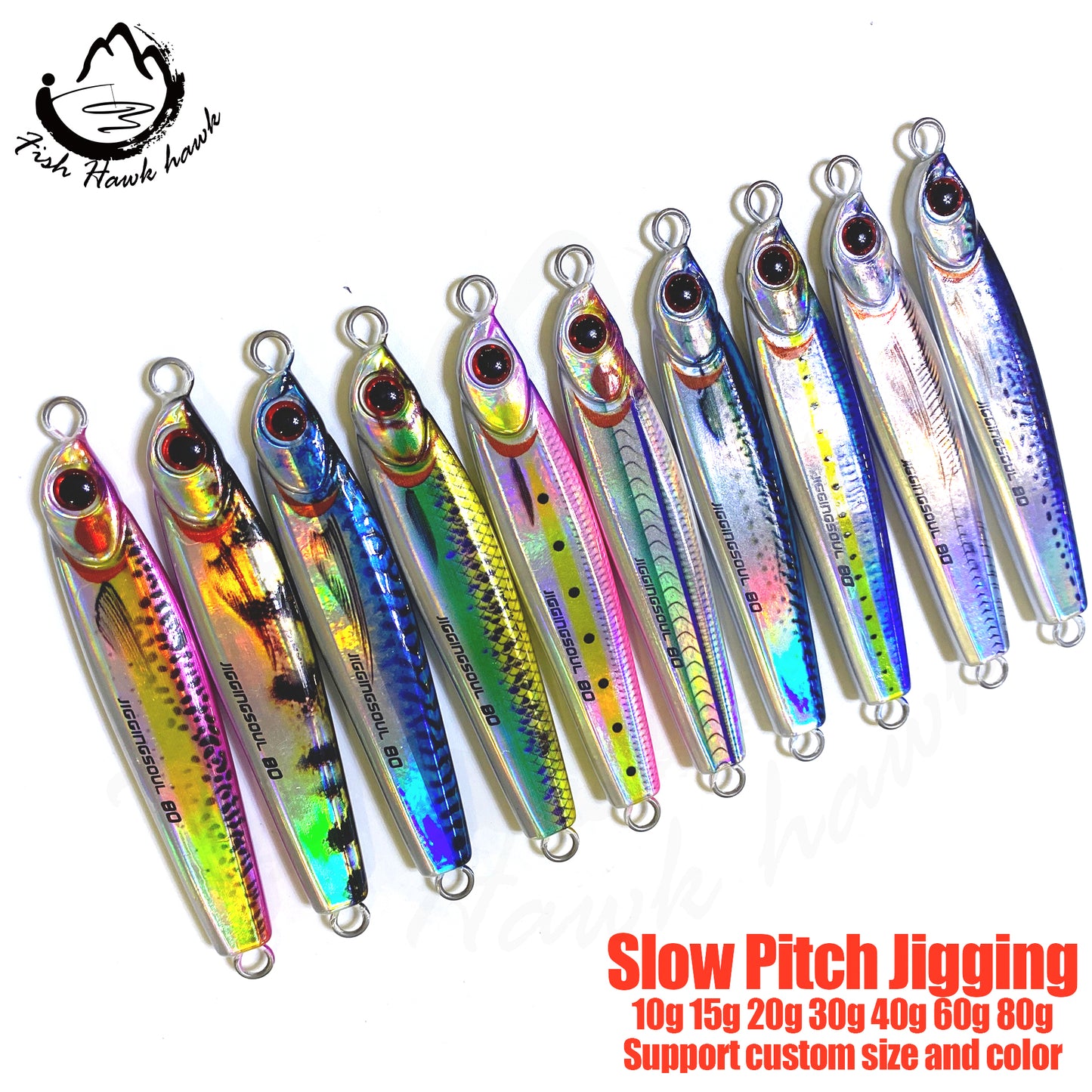索#102 Slow/Speed Pitch Jigs Bait 10g 15g 20g 30g 40g 60g 80g