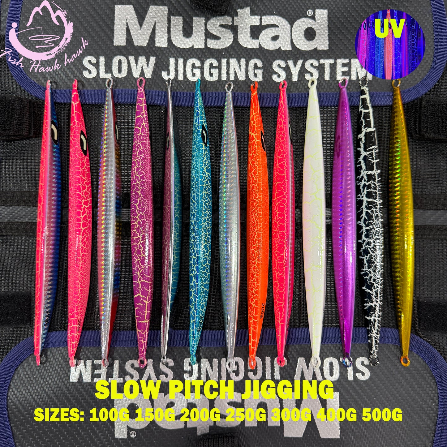 New Wholesale/Retail 100g 150g 200g 250g 300g 400g 500g Luminous Crack Colors Saltwater Slow Pitch Jigging Lure