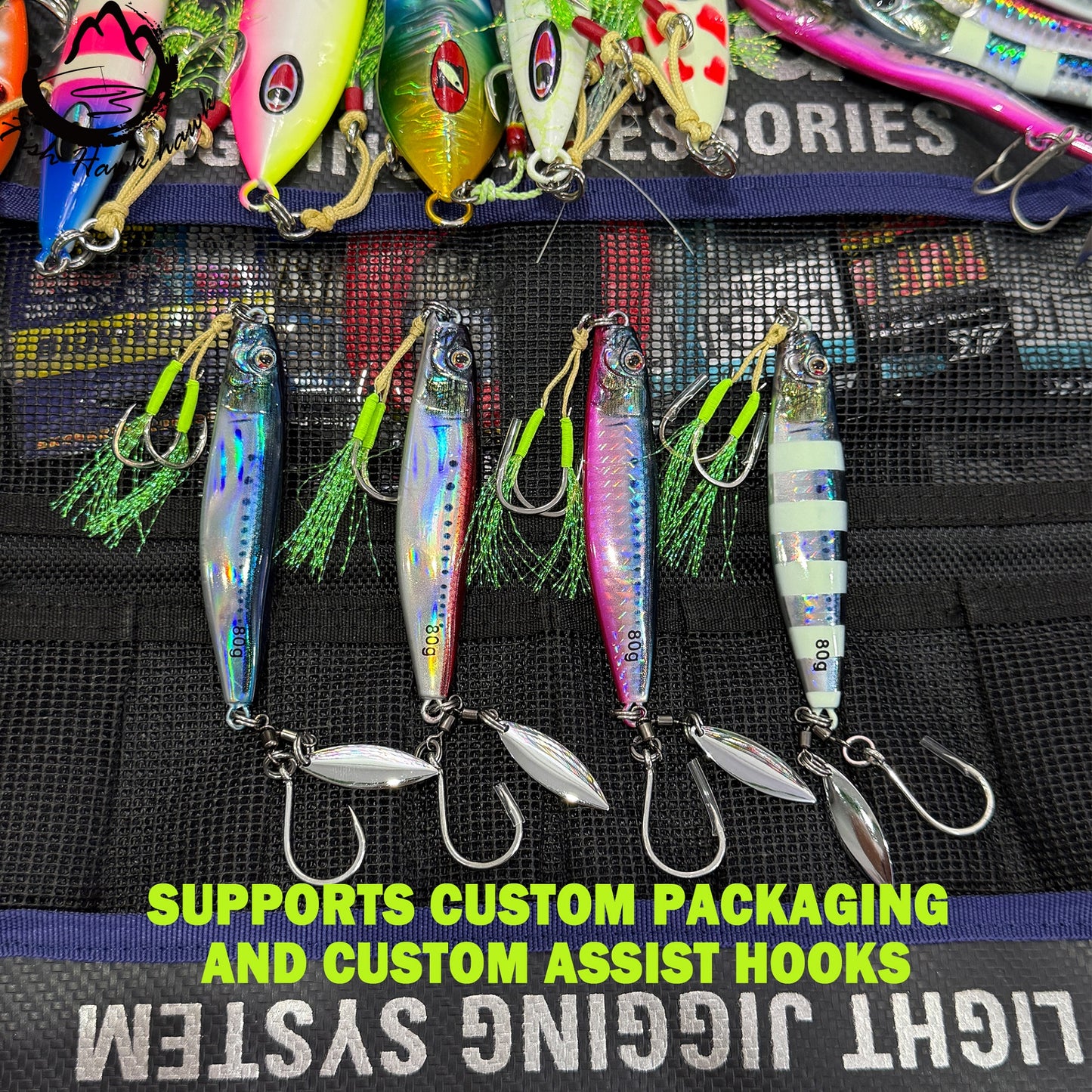 New Wholesale high quality 40g 60g 80g 3D printing small jack jigs bait with high quality 1/0 2/0 3/0 4/0 5/0 assist hook for slow pitch jigging