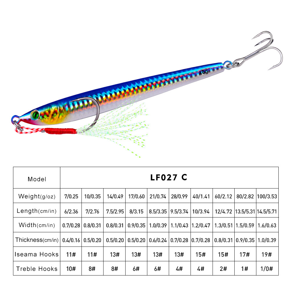 #66 Slow Pitch Jigs 7g 10g 14g 17g 21g 28g 40g 60g 80g 100g