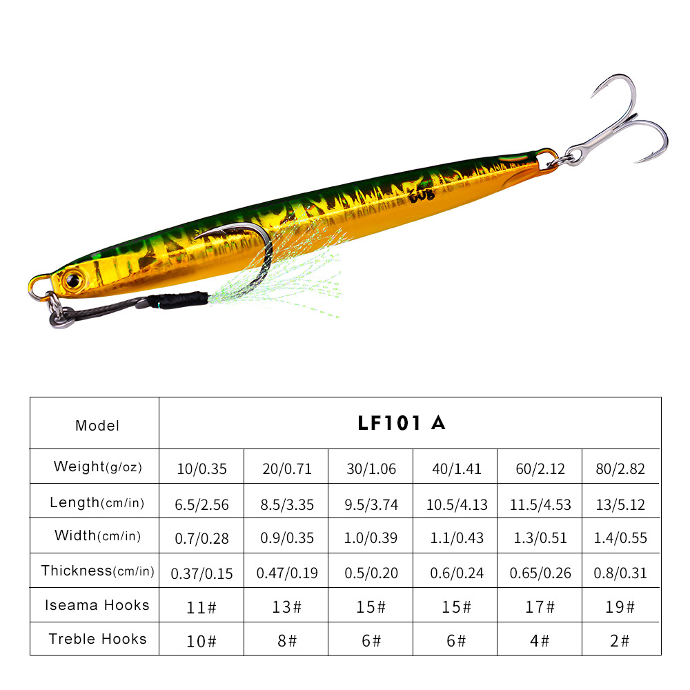 #67 Slow Pitch Jigs 10g 20g 30g 40g 60g 80g