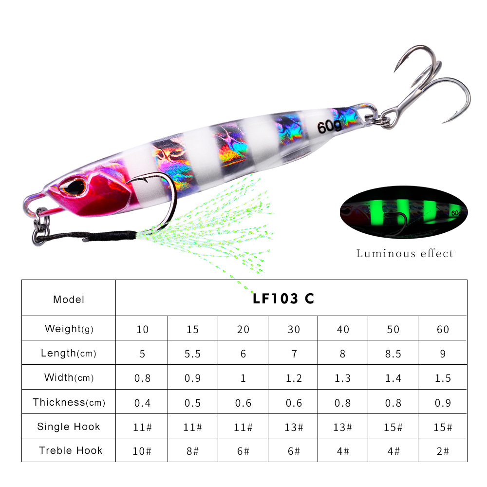 #60 Slow Pitch Jigs 10g 15g 20g 30g 40g 60g
