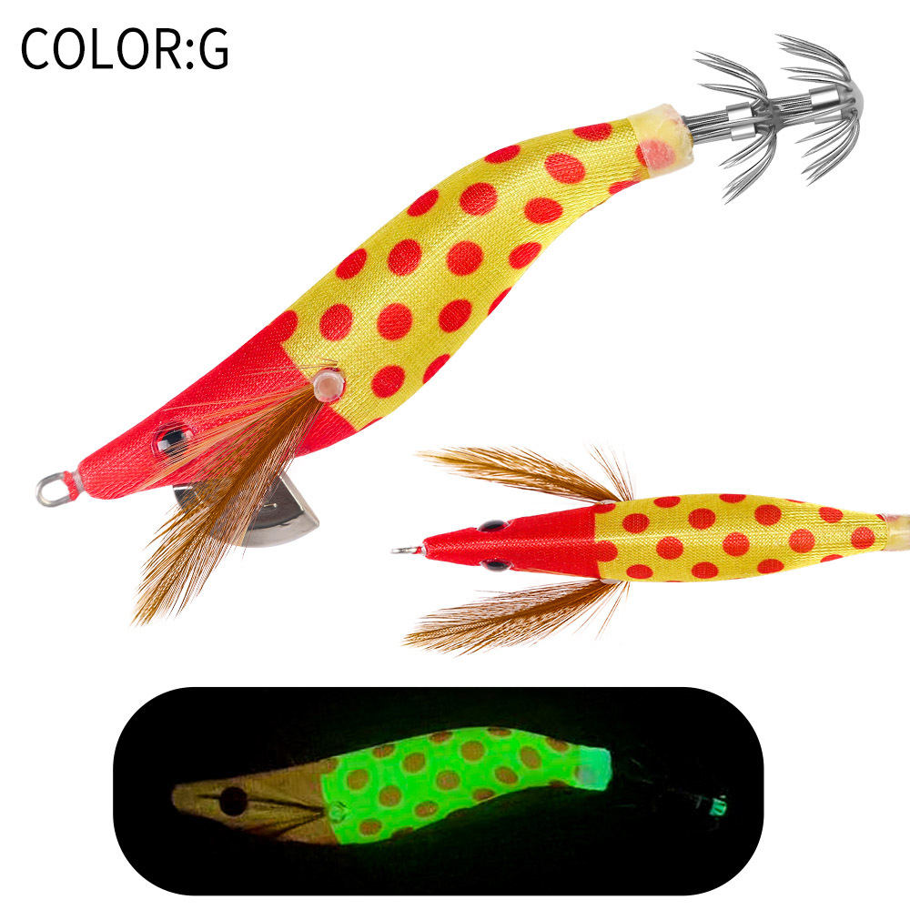New Squid Hook #2.2/7g Rapid inkiSng Artificial Luminous Squid Jigging Bait Wood Shrimp Hooks for Saltwater Tackle Fishing Lure