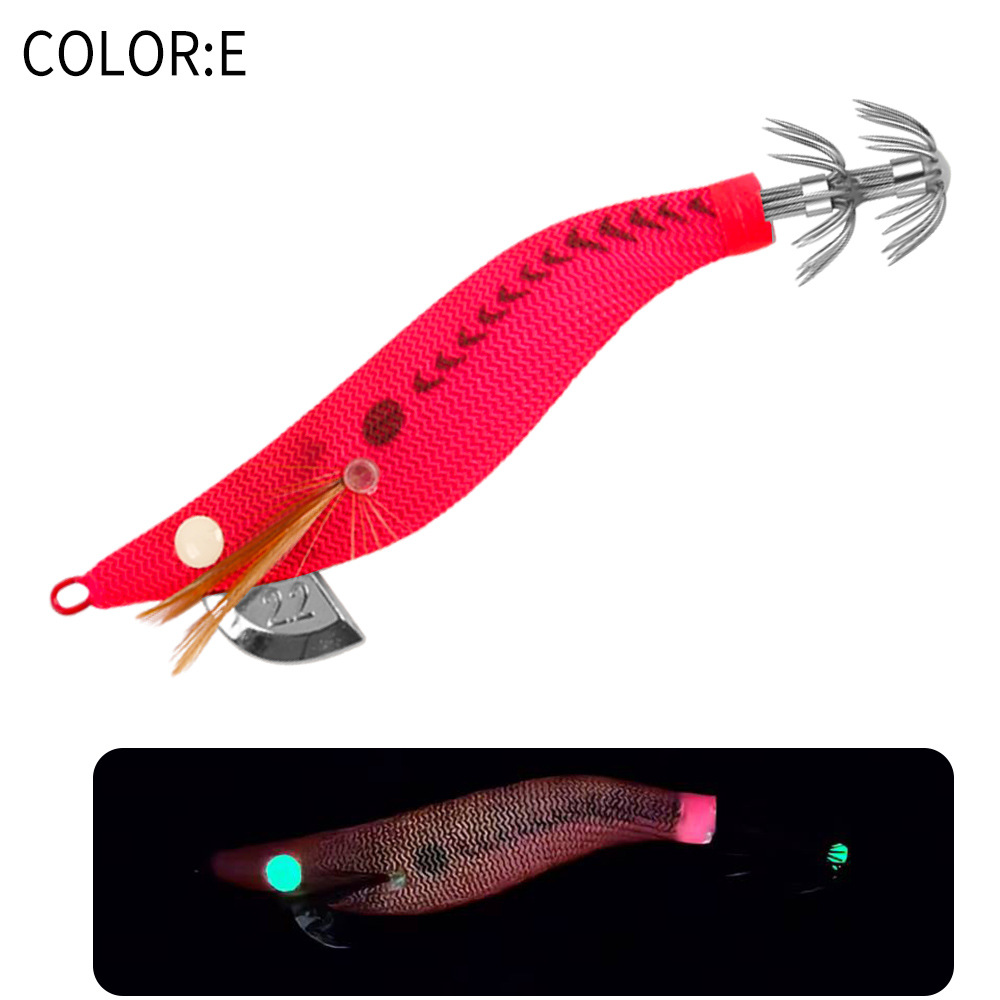 New Squid Hook #1.5/3.8g #1.8/5g #2.2/6.8g Rapid inkiSng Artificial Luminous Squid Jigging Bait Wood Shrimp Hooks for Saltwater Tackle Fishing Lure