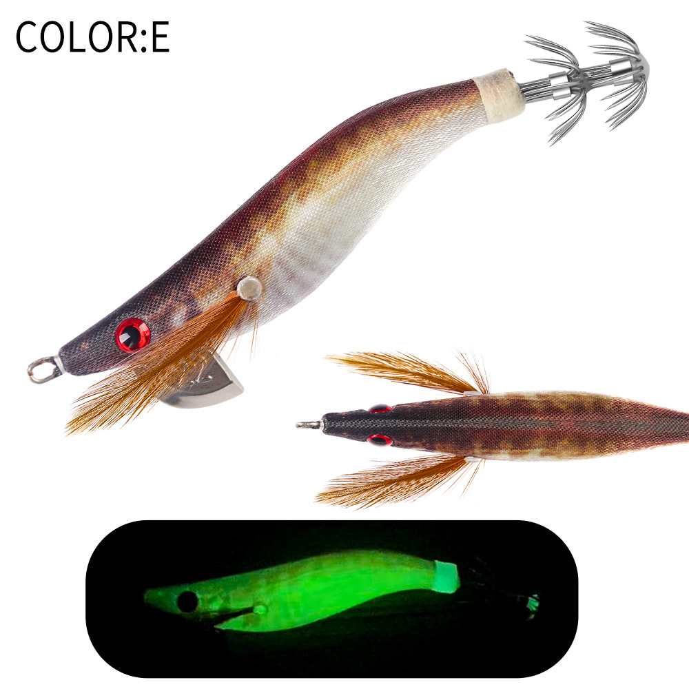 New Squid Hook #2.2/7g Rapid inkiSng Artificial Luminous Squid Jigging Bait Wood Shrimp Hooks for Saltwater Tackle Fishing Lure