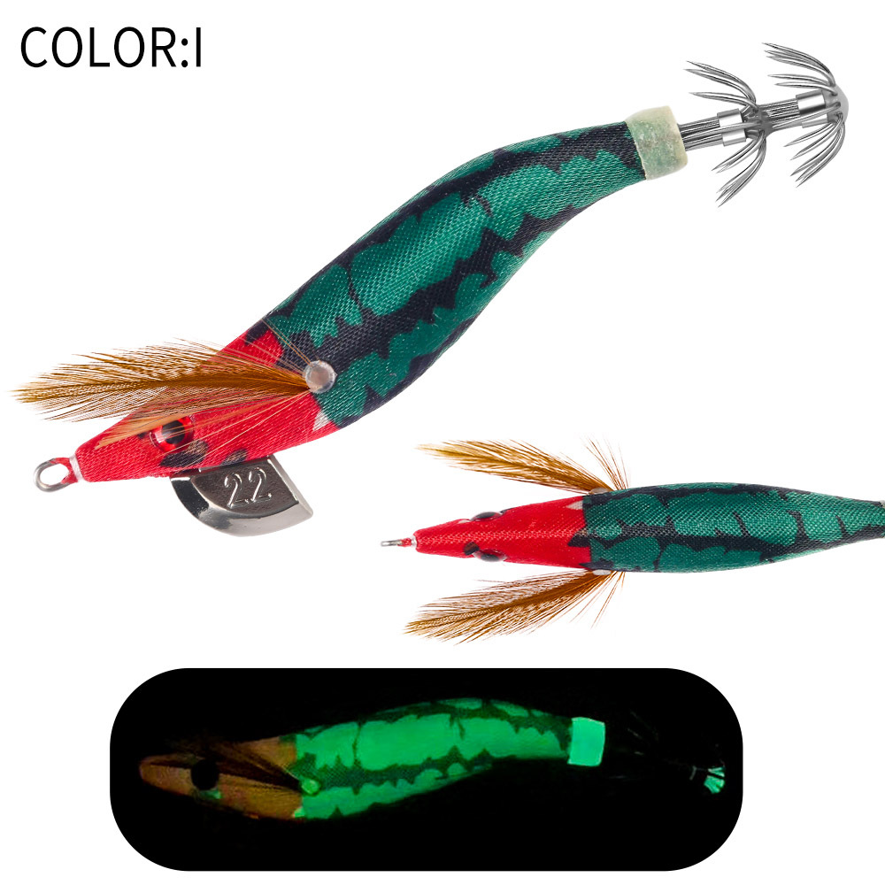 New Squid Hook #2.2/7g Rapid inkiSng Artificial Luminous Squid Jigging Bait Wood Shrimp Hooks for Saltwater Tackle Fishing Lure