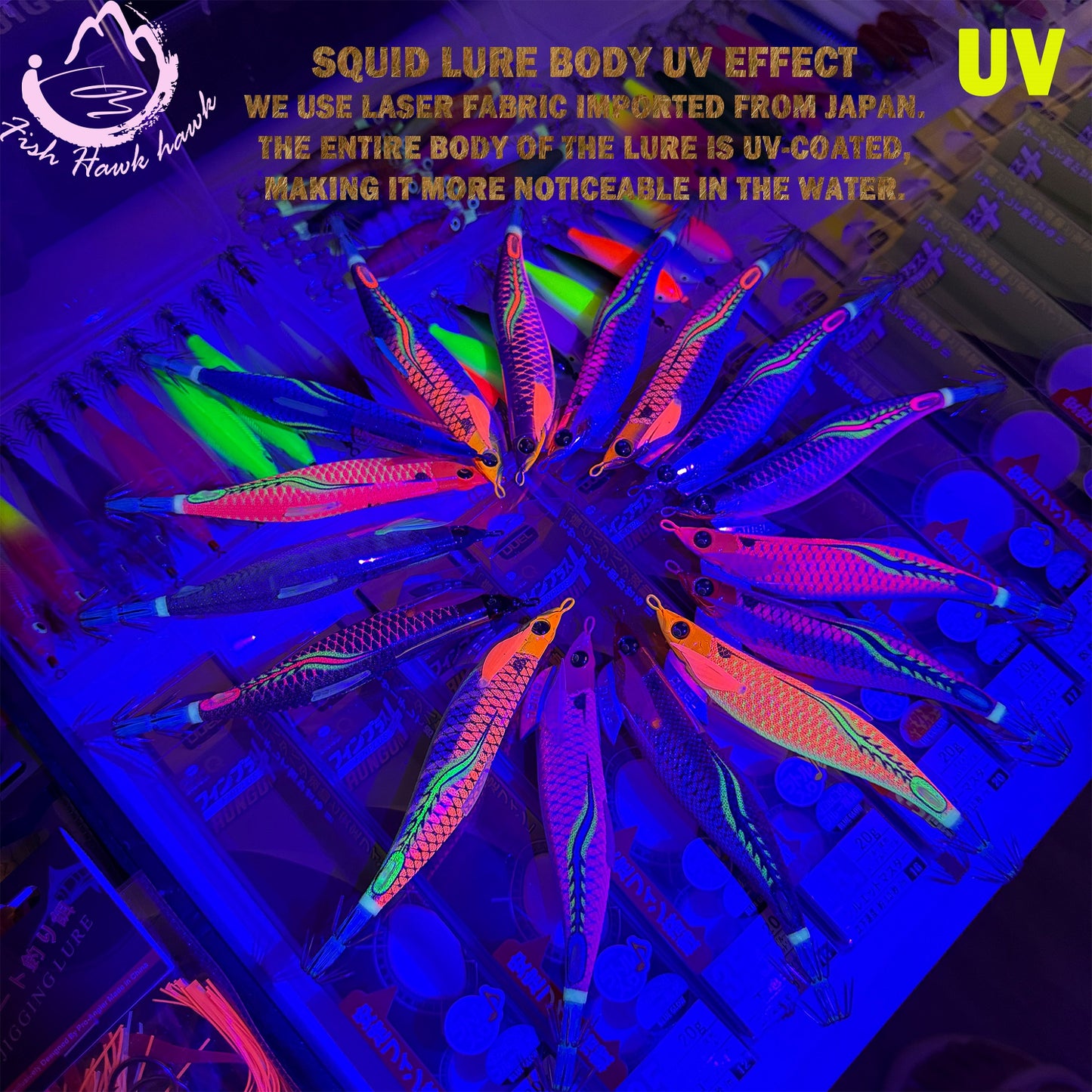 New #2.5 #3.0 #3.5 Rapid Sinking Artificial Luminous Squid Jigging Bait Wood Shrimp Hooks for Saltwater Tackle Fishing Lure