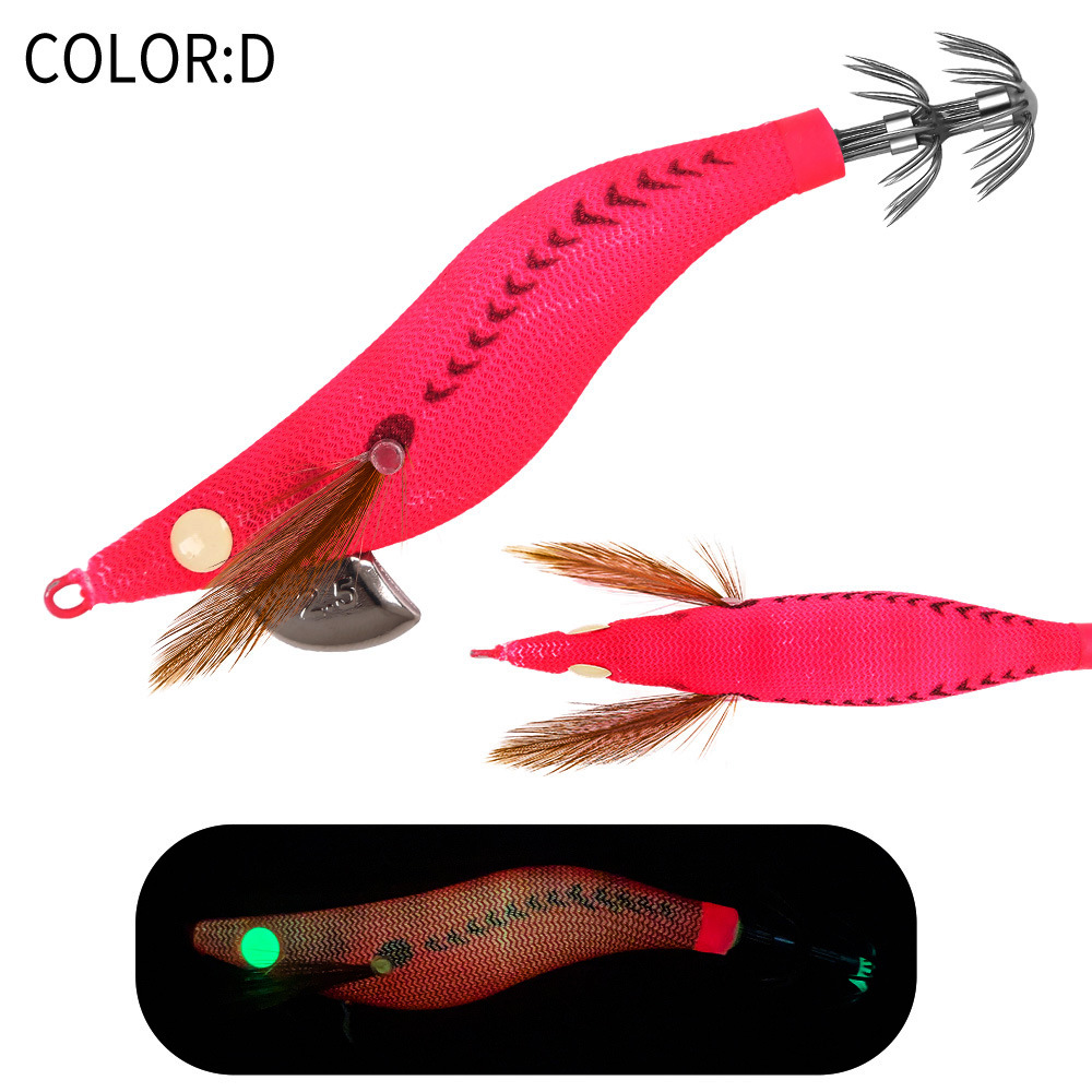 New Squid Hook #2.5/10g Rapid inkiSng Artificial Luminous Squid Jigging Bait Wood Shrimp Hooks for Saltwater Tackle Fishing Lure
