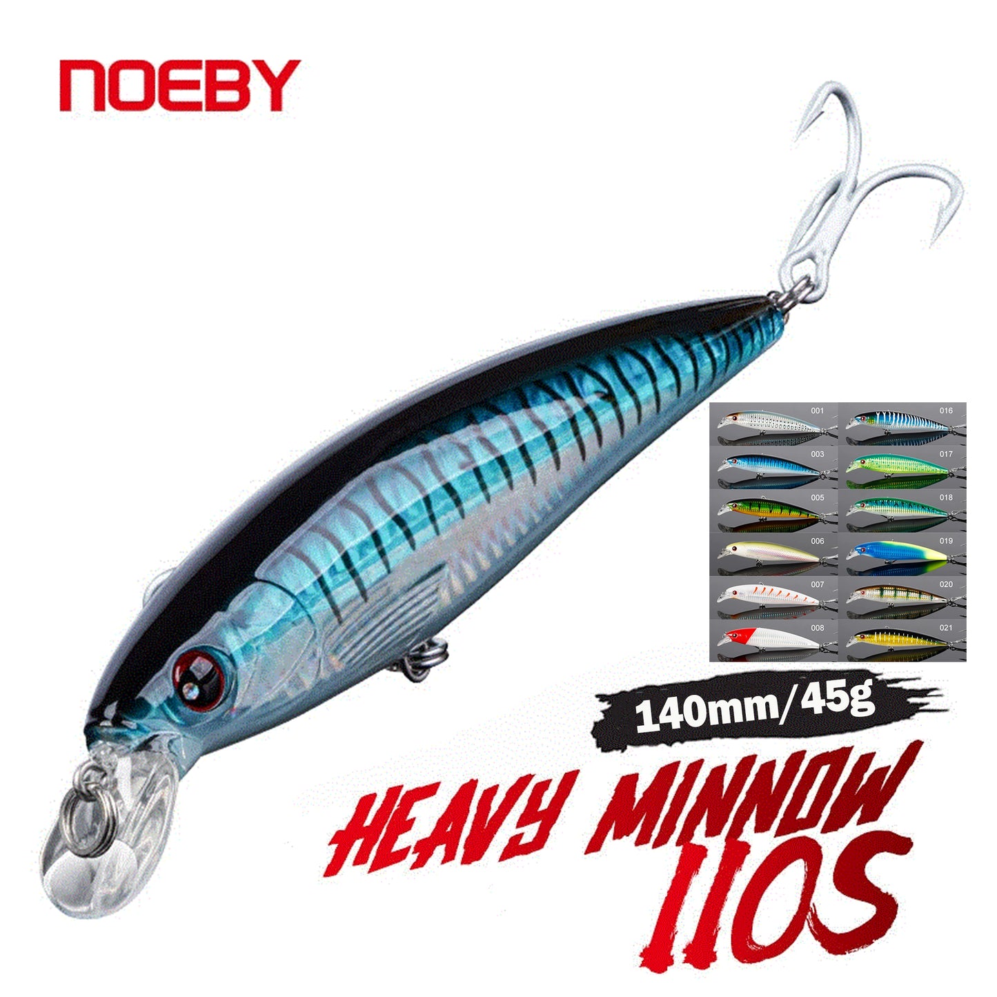 NOEBY Saltwater Pencil Bait/Stickbait/Minnow/Topwater/Popper Lure 140mm/45g