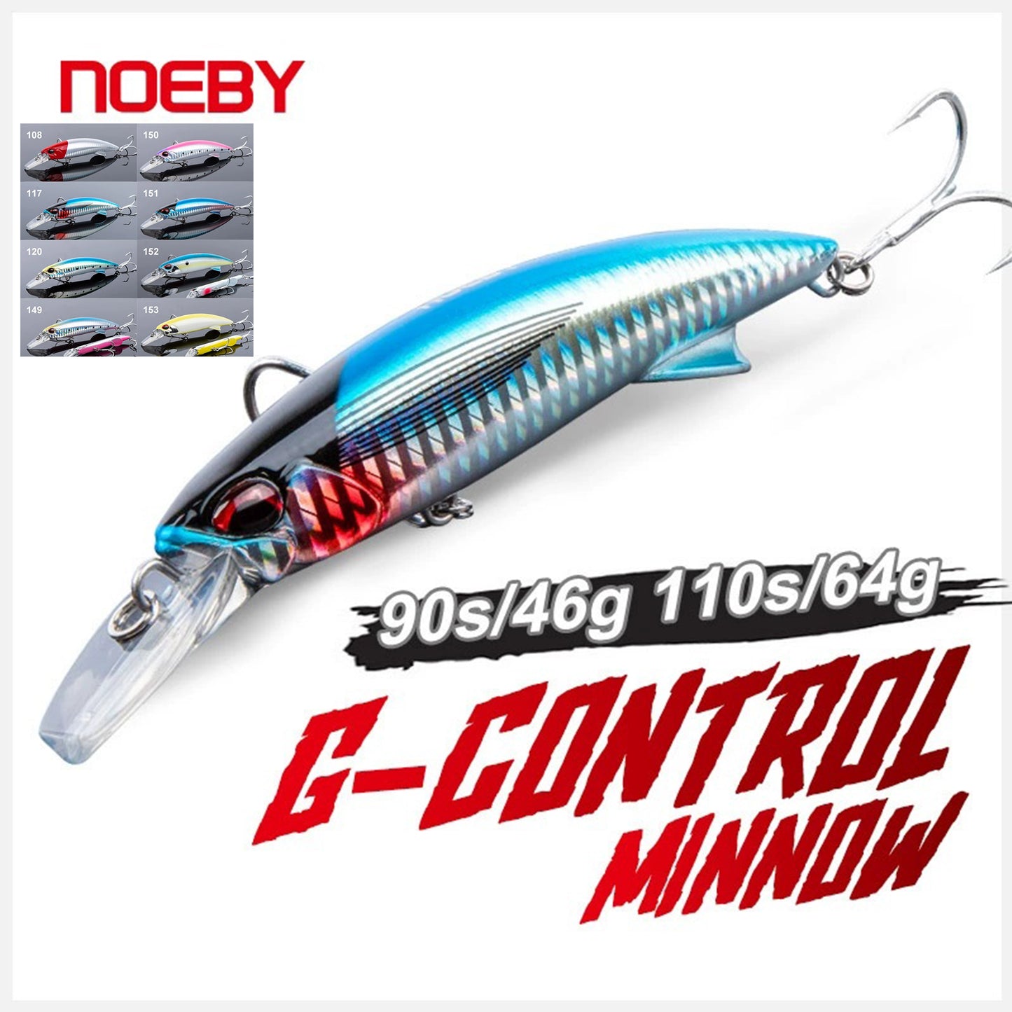 NOEBY Saltwater Pencil Bait/Stickbait/Minnow/Topwater/Popper Lure 110mm/64g