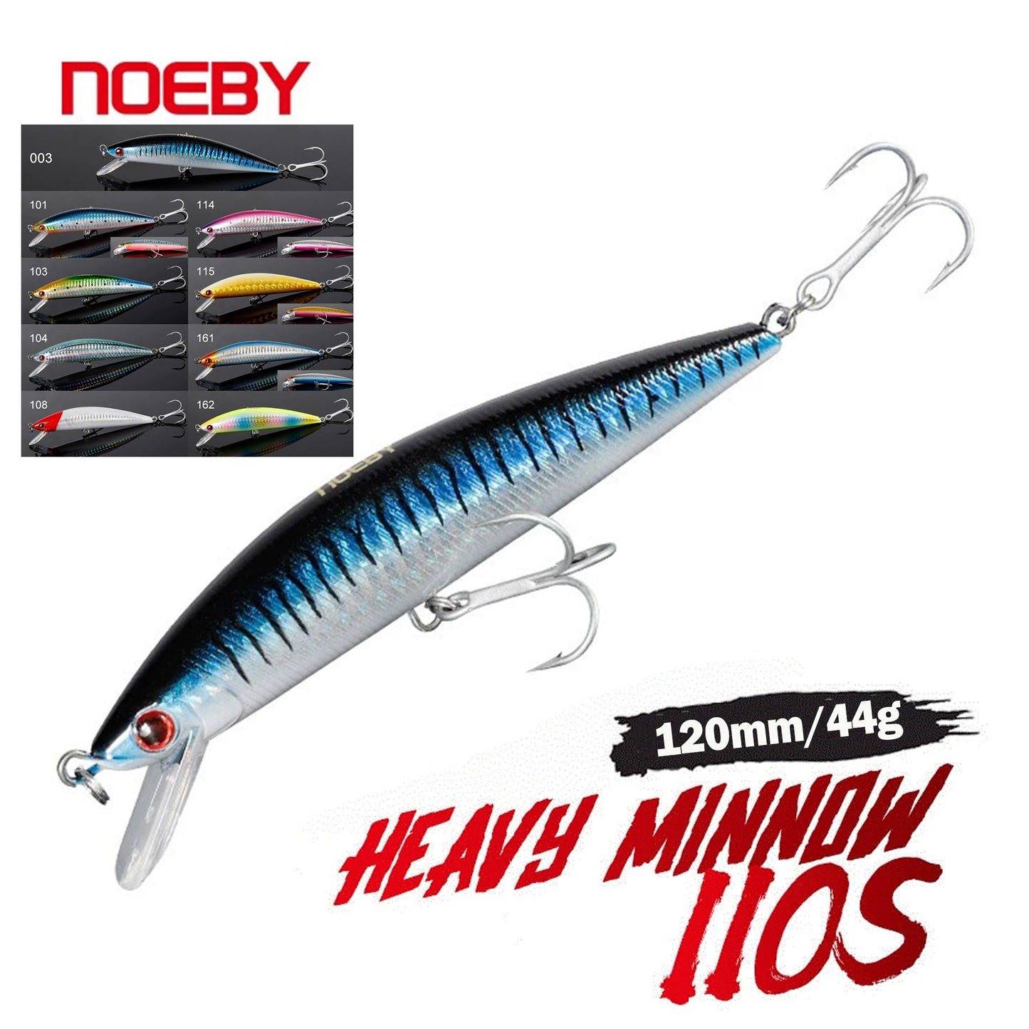 NOEBY Saltwater Pencil Bait/Stickbait/Minnow/Topwater/Popper Lure 120mm/44g