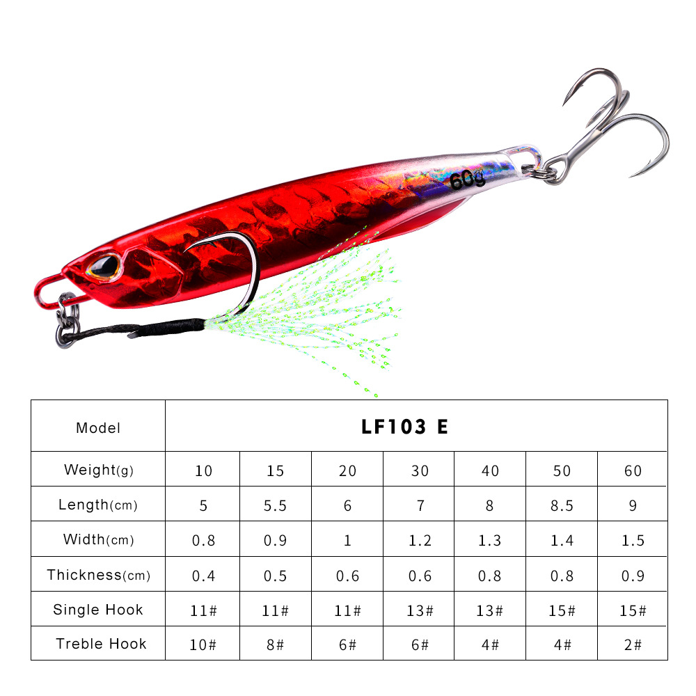 #60 Slow Pitch Jigs 10g 15g 20g 30g 40g 60g