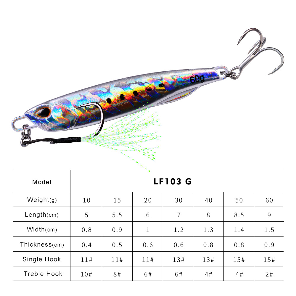 #60 Slow Pitch Jigs 10g 15g 20g 30g 40g 60g