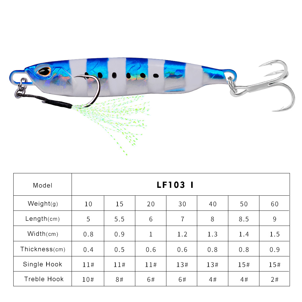#60 Slow Pitch Jigs 10g 15g 20g 30g 40g 60g