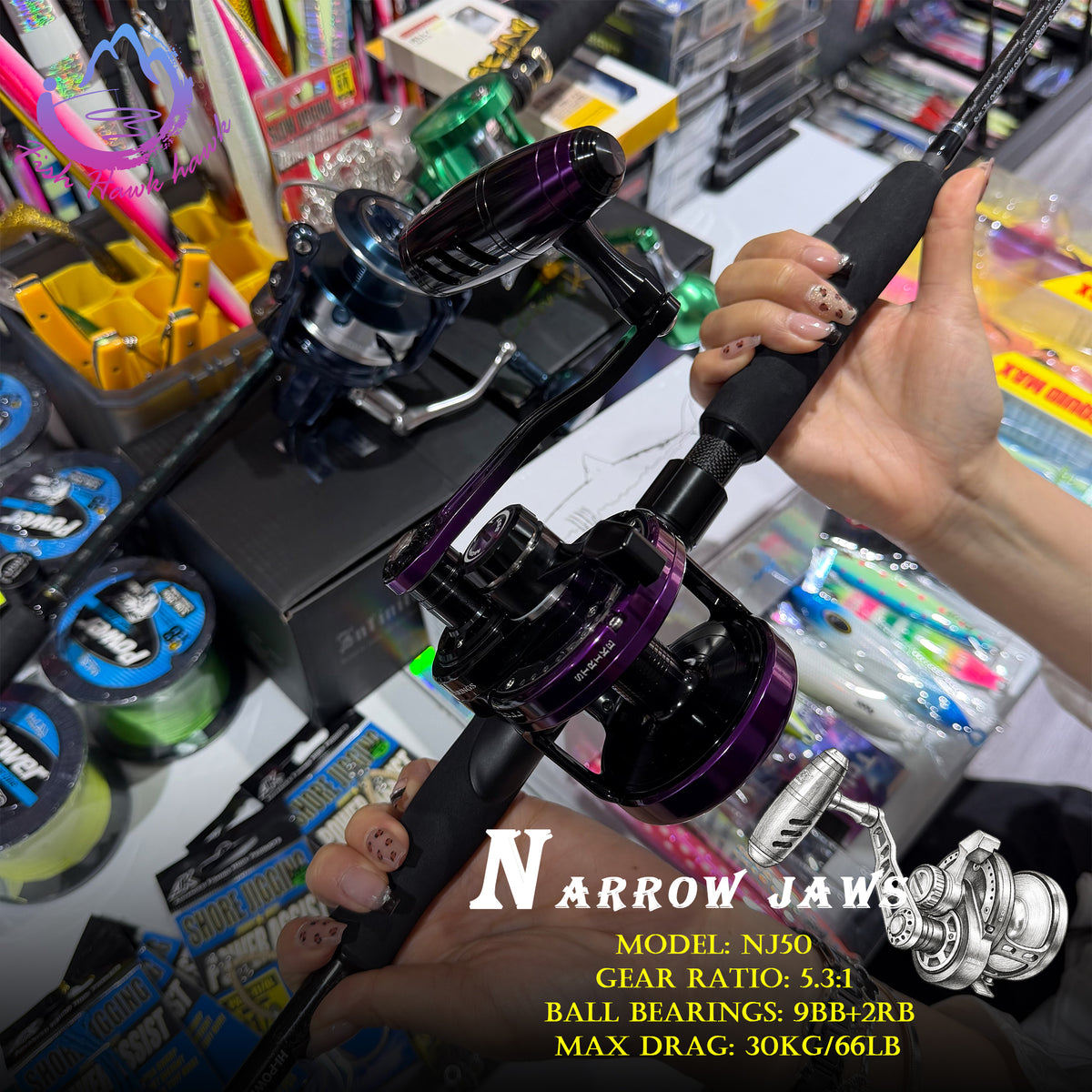Slow Pitch Jigging Fishing Reel 50N