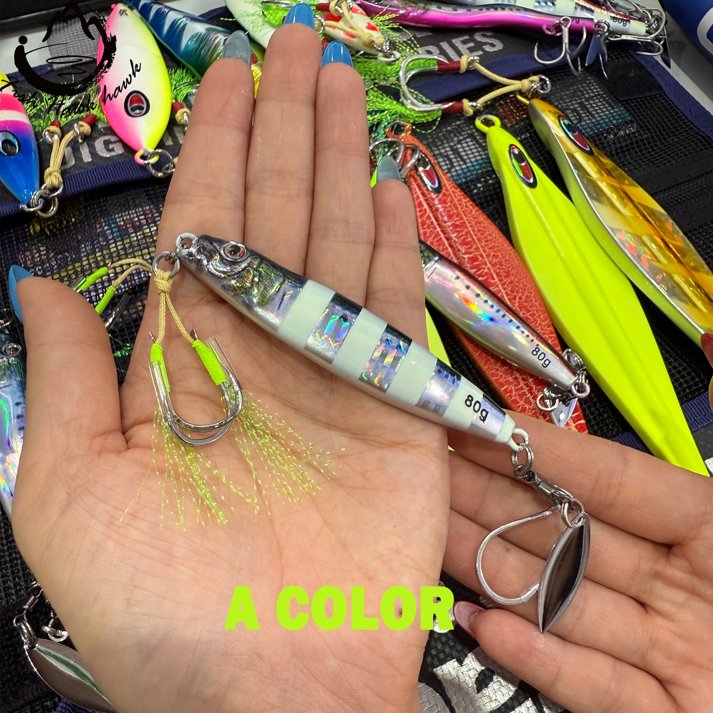 New Wholesale high quality 40g 60g 80g 3D printing small jack jigs bait with high quality 1/0 2/0 3/0 4/0 5/0 assist hook for slow pitch jigging